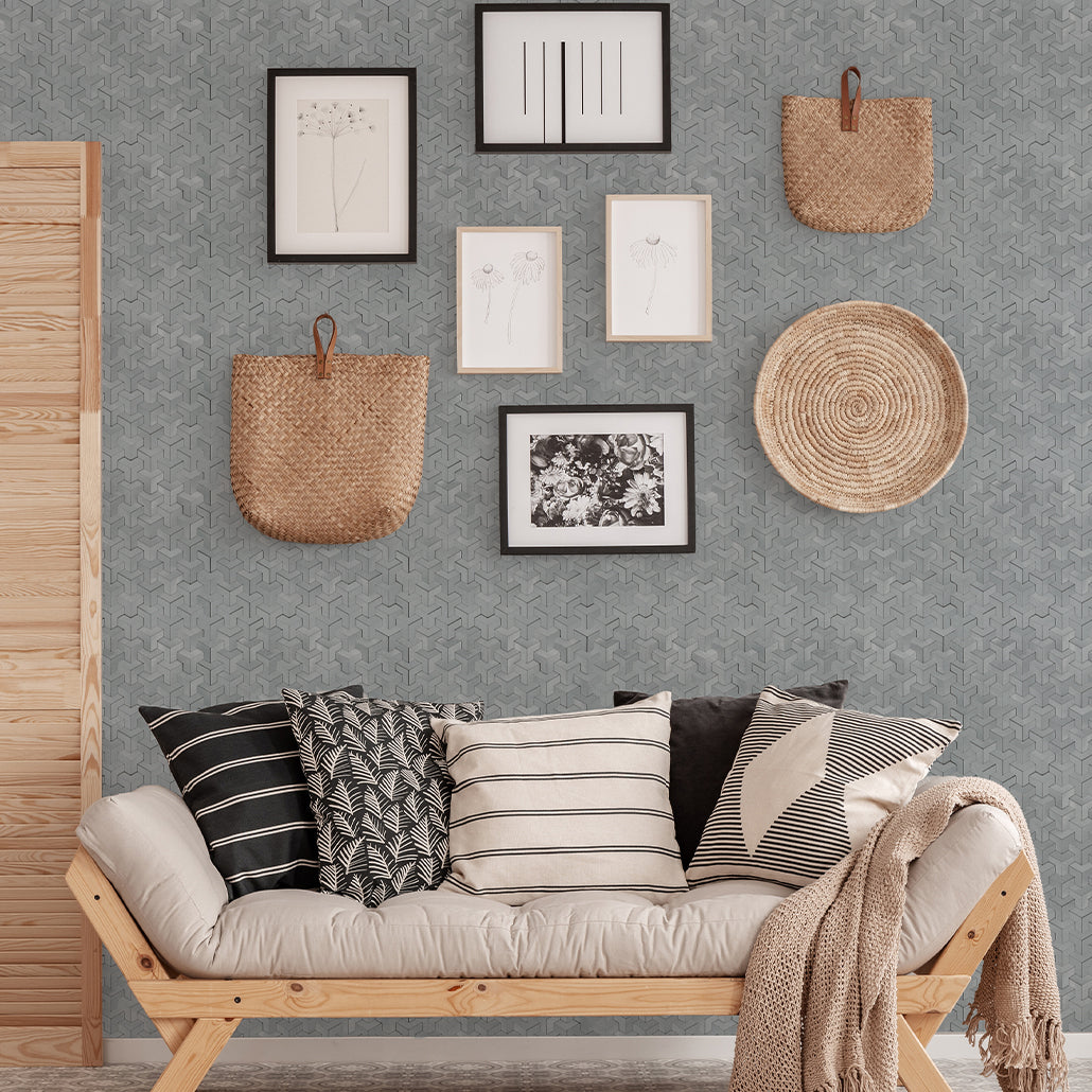 Panneau Mosaïque Autocollant | Trifold 3D Argent | 30,3×28 cm | Métal