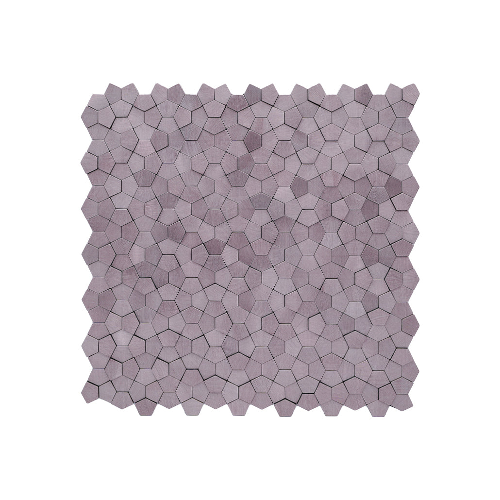 Panneau Mosaïque Autocollant | Pentagone 3D Rose | 28,2×28,2 cm | Métal