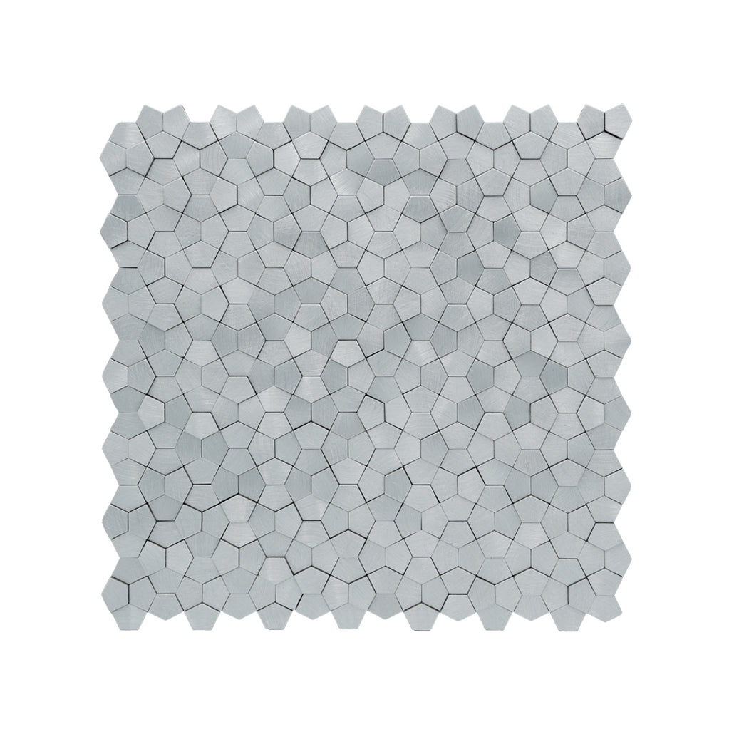 Crédence adhésive | Pentagone 3D Argent | 28,2×28,2 cm