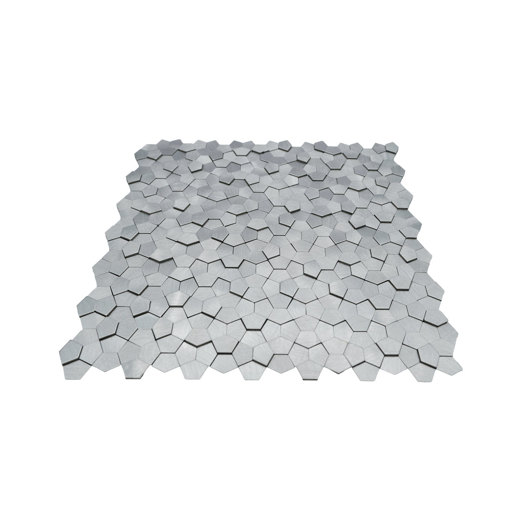 Crédence adhésive | Pentagone 3D Argent | 28,2×28,2 cm
