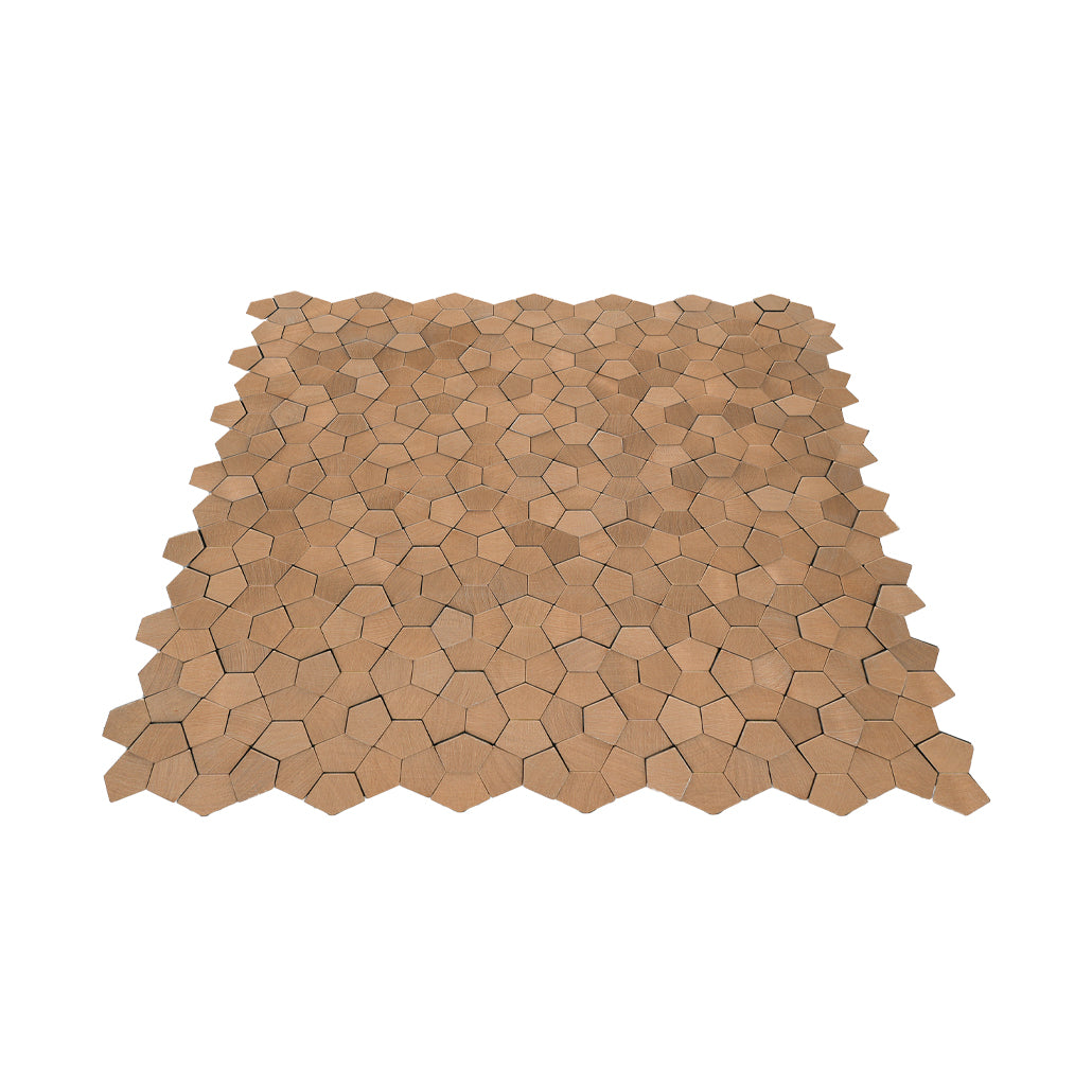 Panneau Mosaïque Autocollant | Pentagone 3D Saumon | 28,2×28,2 cm | Métal