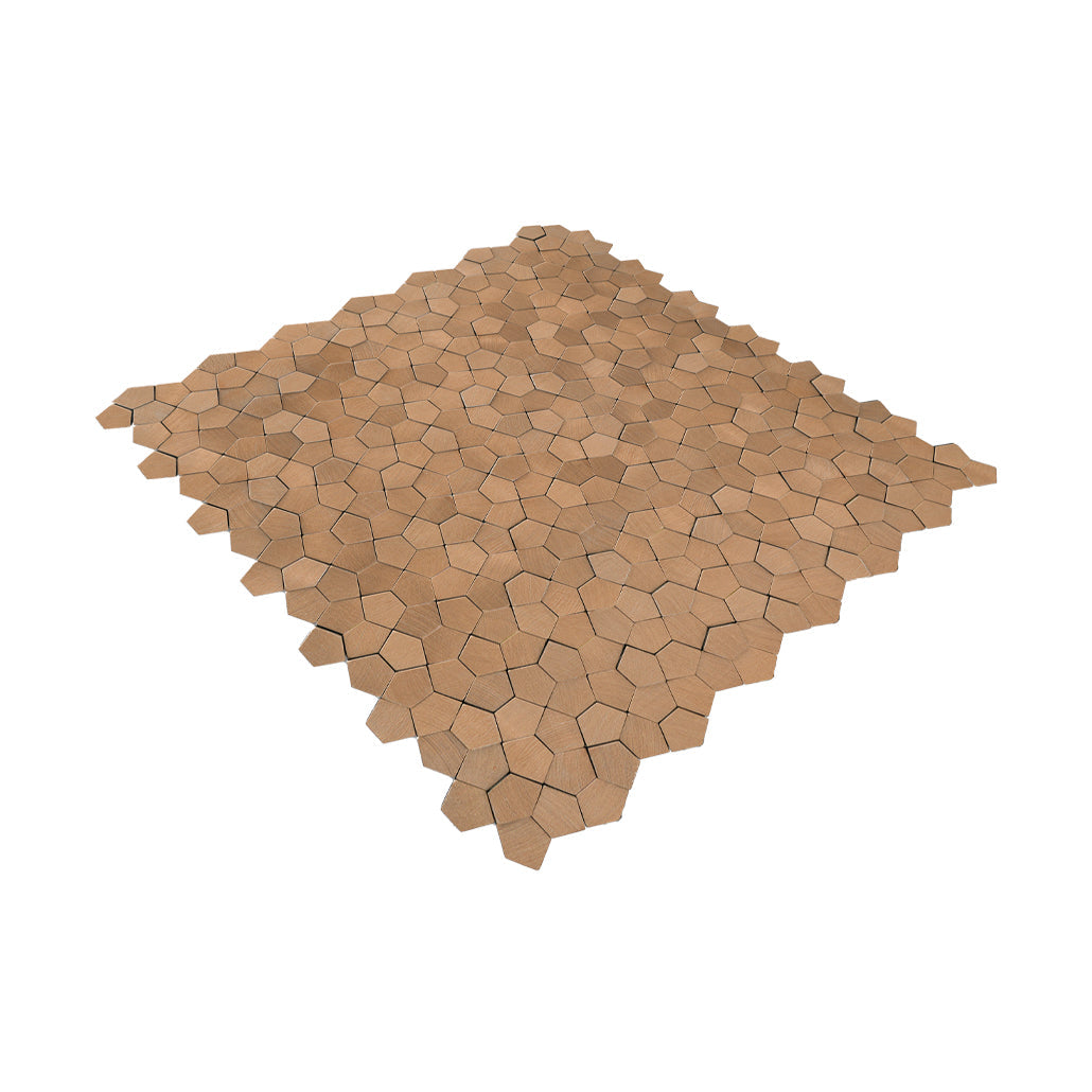 Panneau Mosaïque Autocollant | Pentagone 3D Saumon | 28,2×28,2 cm | Métal