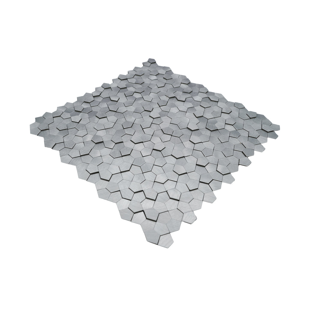 Crédence adhésive | Pentagone 3D Argent | 28,2×28,2 cm