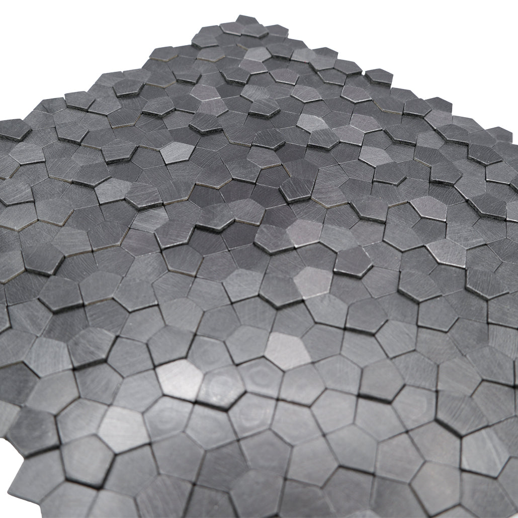 Panneau Mosaïque Autocollant | Pentagone 3D Anthracite | 28,2×28,2 cm | Métal