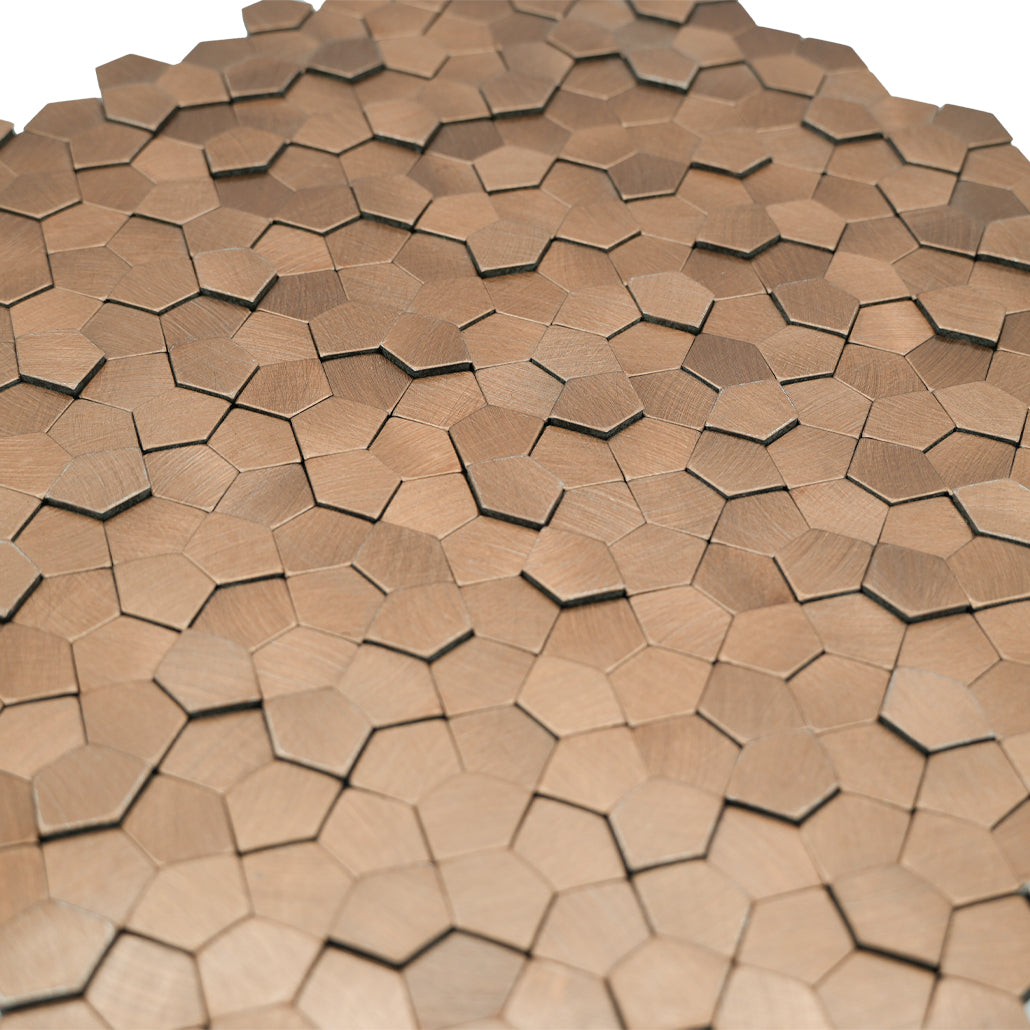 Panneau Mosaïque Autocollant | Pentagone 3D Saumon | 28,2×28,2 cm | Métal