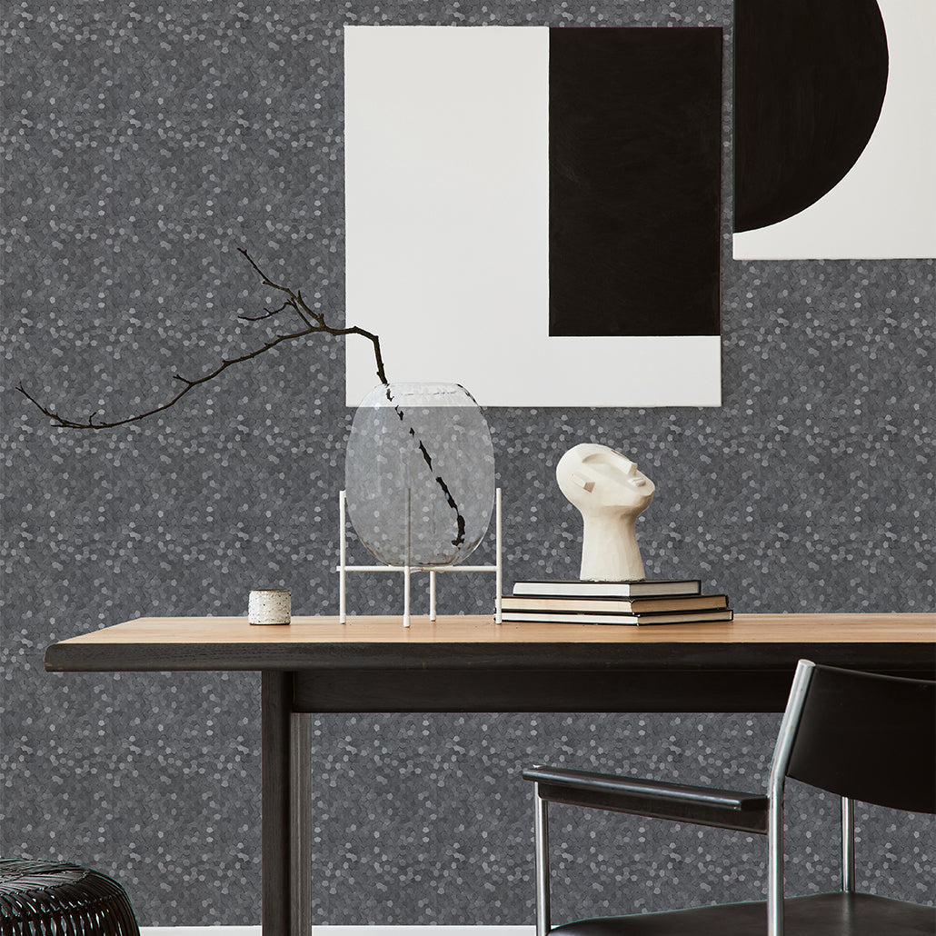 Panneau Mosaïque Autocollant | Pentagone 3D Anthracite | 28,2×28,2 cm | Métal