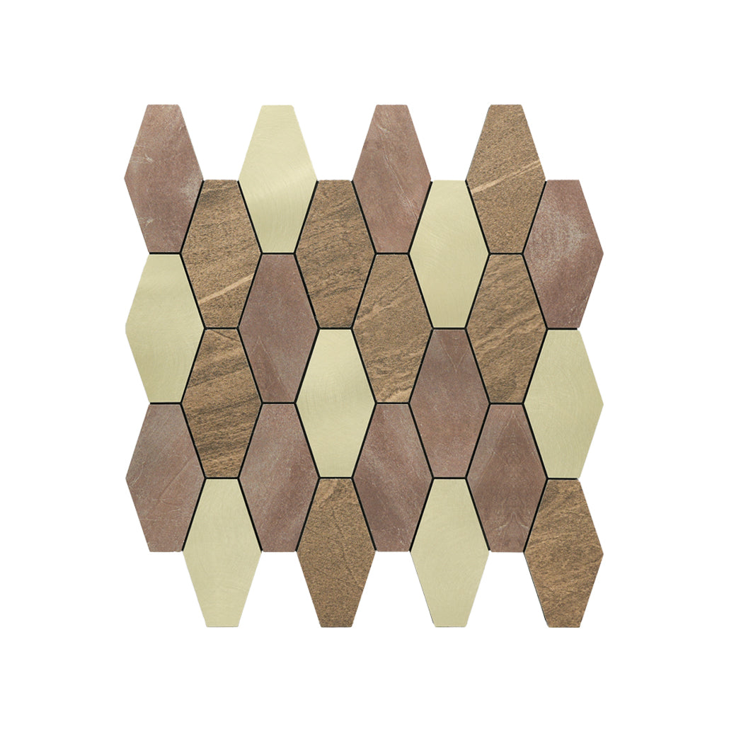 Panneau Mosaïque Autocollant | Picket Brun | 30×30 cm | Métal