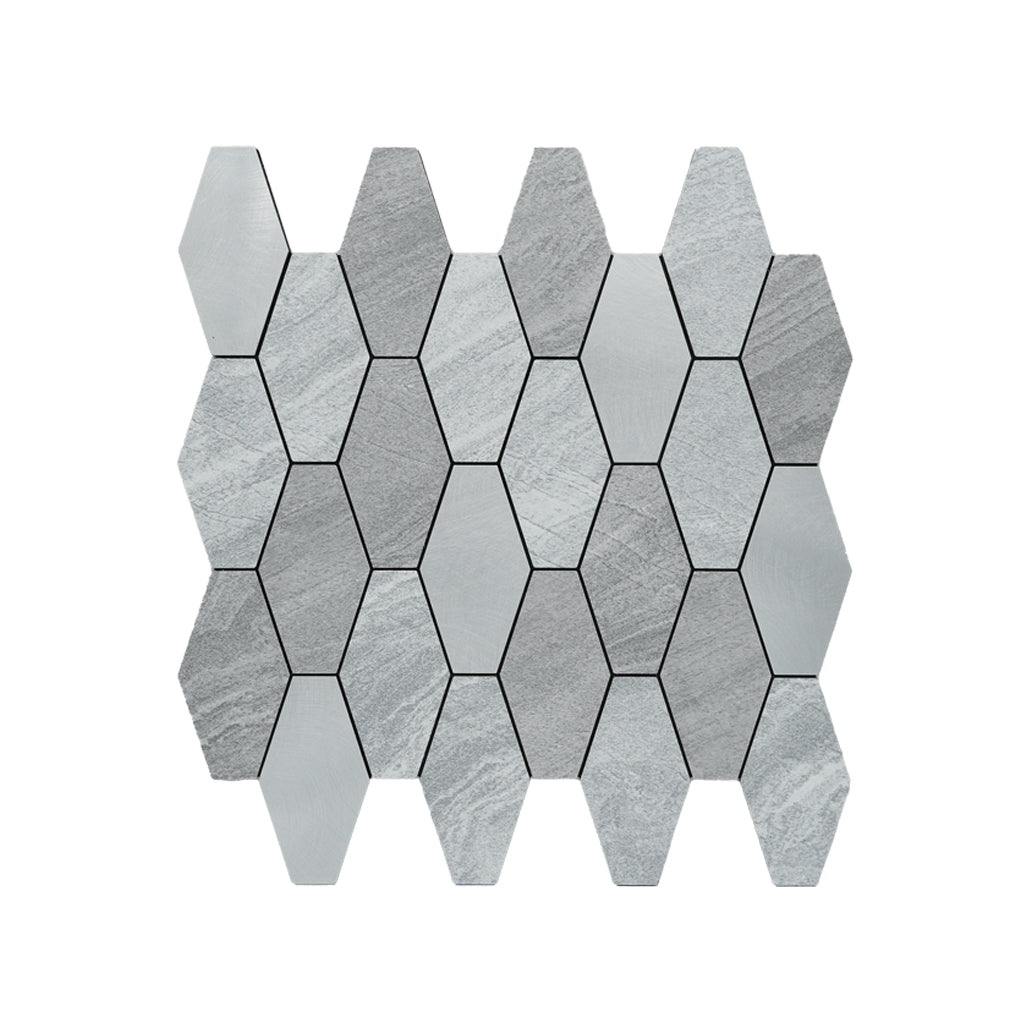 Panneau Mosaïque Autocollant | Picket Argent | 30×30 cm | Métal