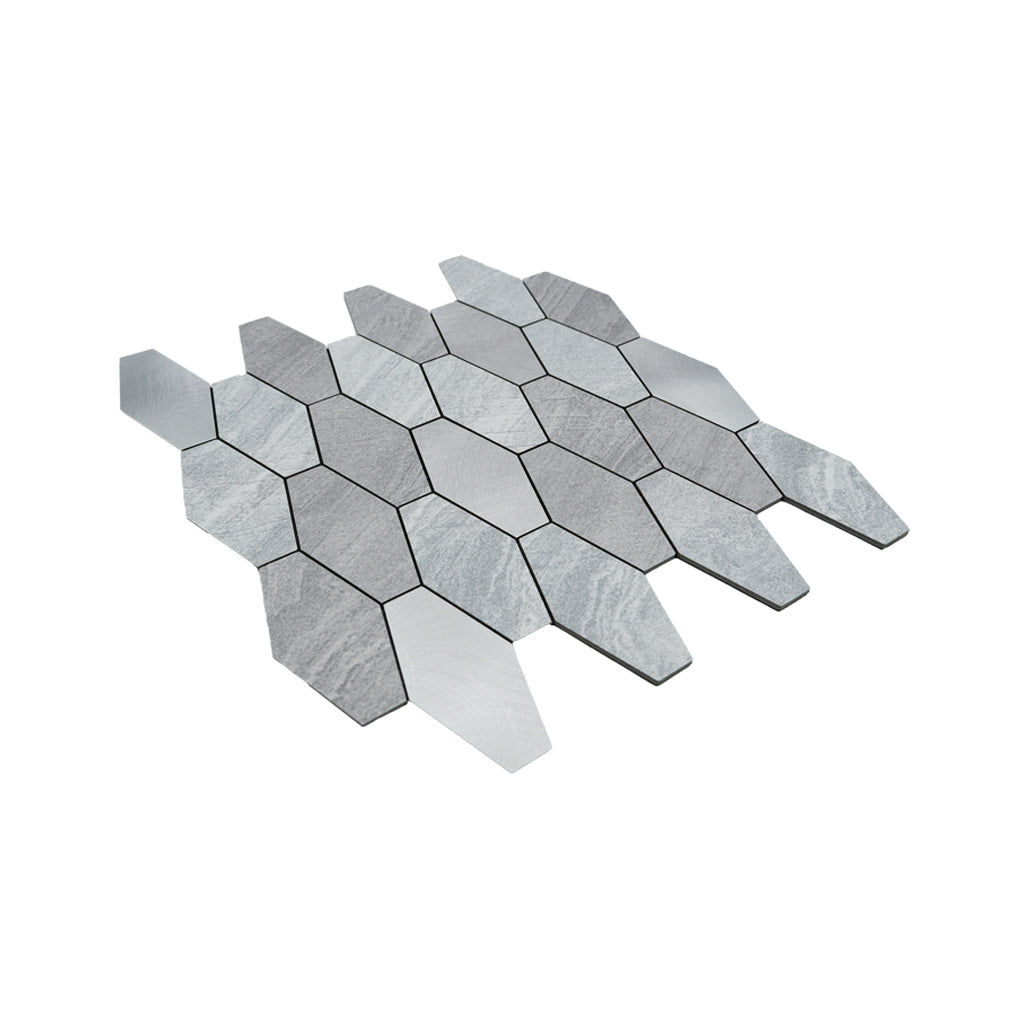 Panneau Mosaïque Autocollant | Picket Argent | 30×30 cm | Métal
