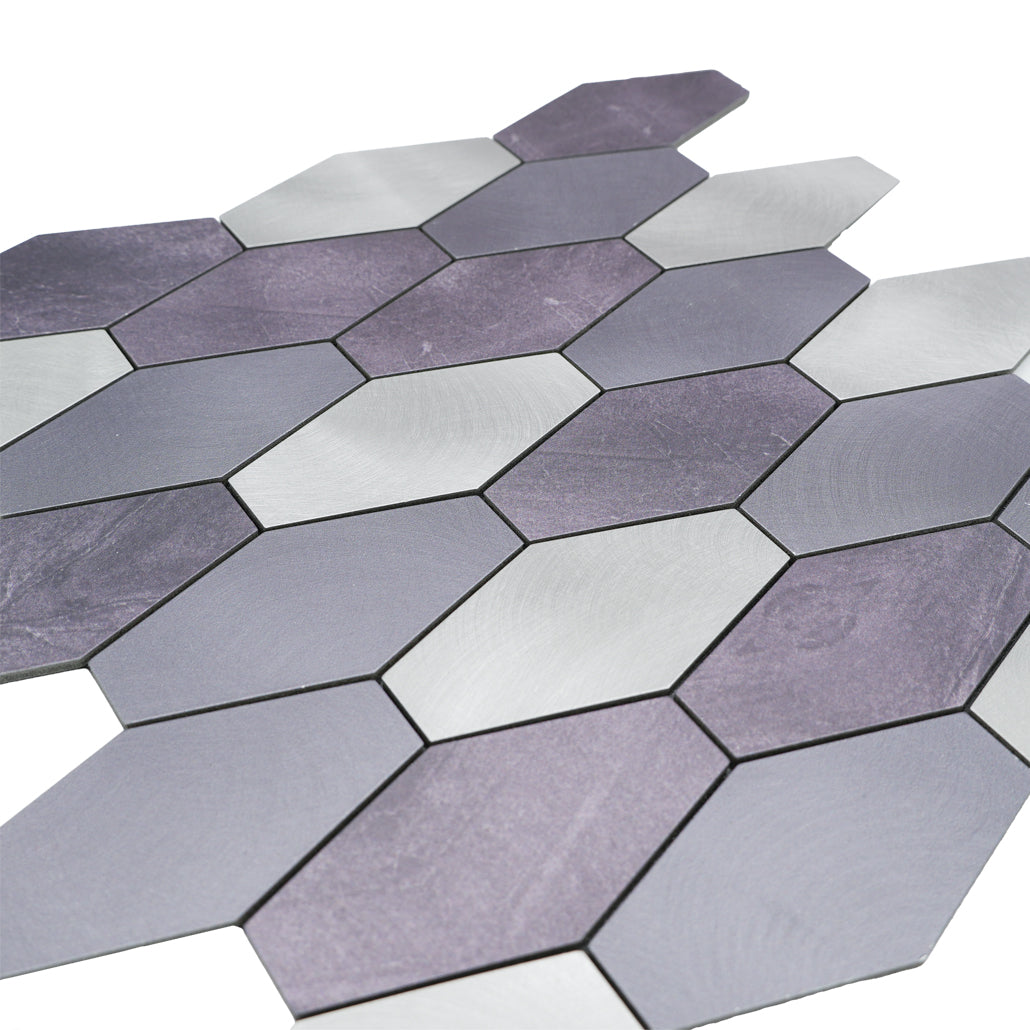 Panneau Mosaïque Autocollant | Picket Mauve | 30×30 cm | Métal