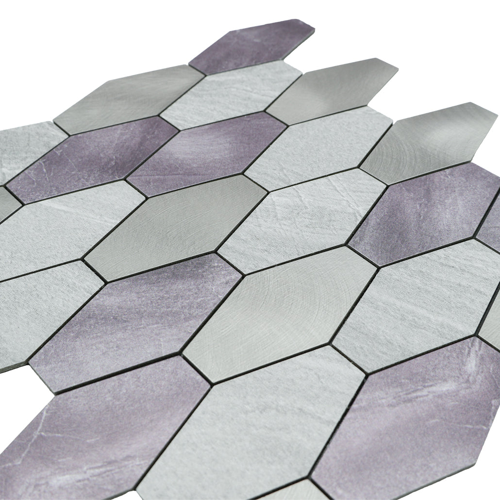 Panneau Mosaïque Autocollant | Picket Gris | 30×30 cm | Métal