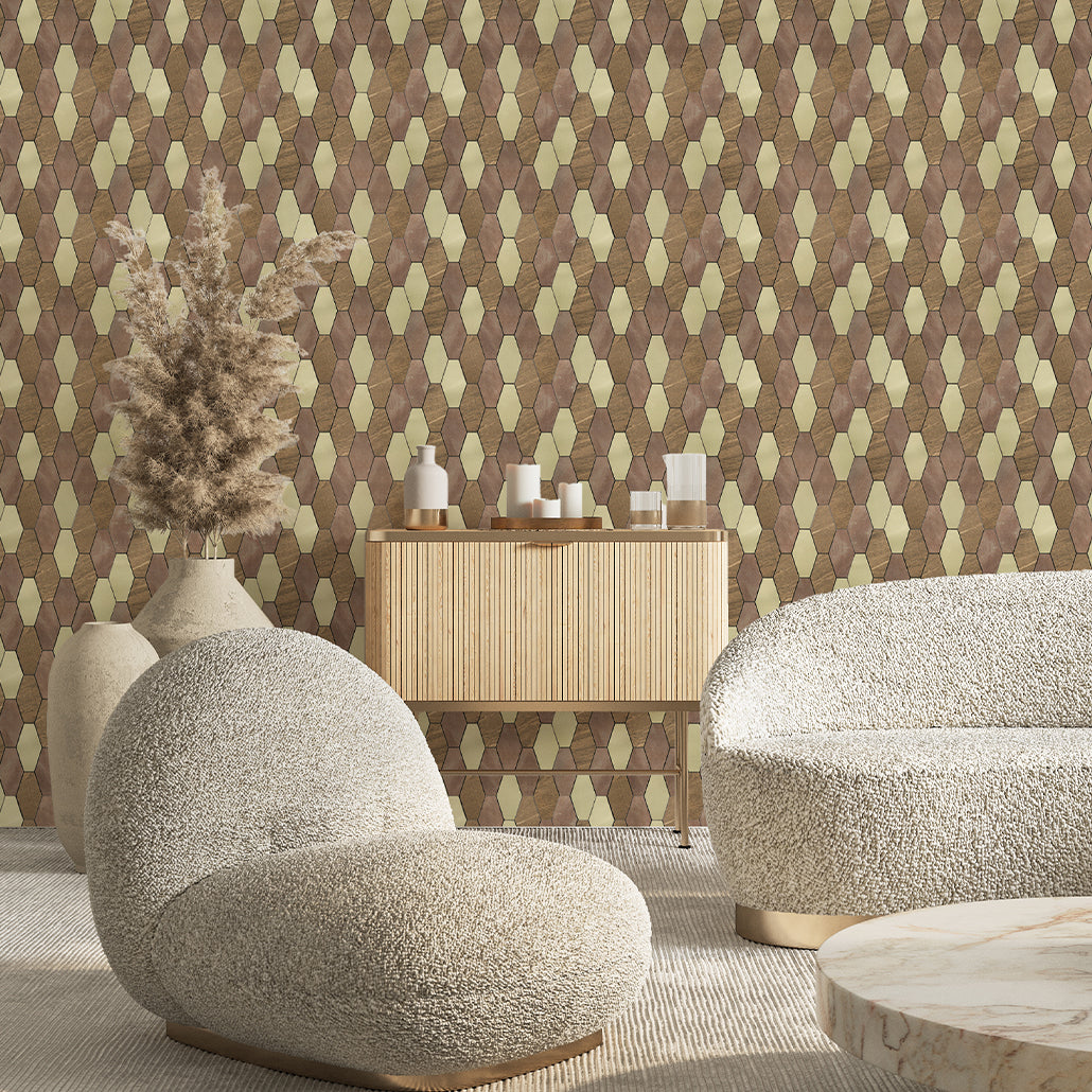 Panneau Mosaïque Autocollant | Picket Brun | 30×30 cm | Métal