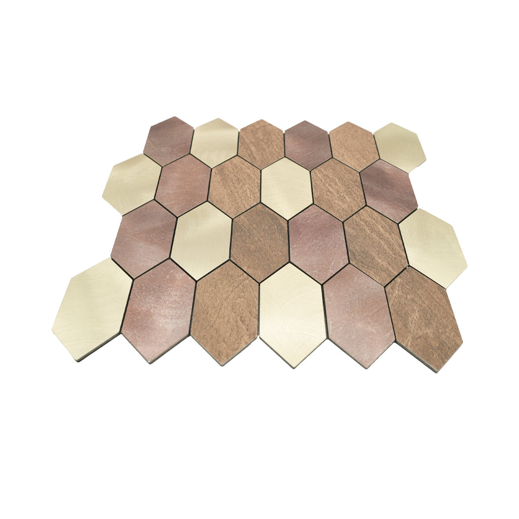 Panneau Mosaïque Autocollant | Picket Champagne | 30×30 cm | Métal