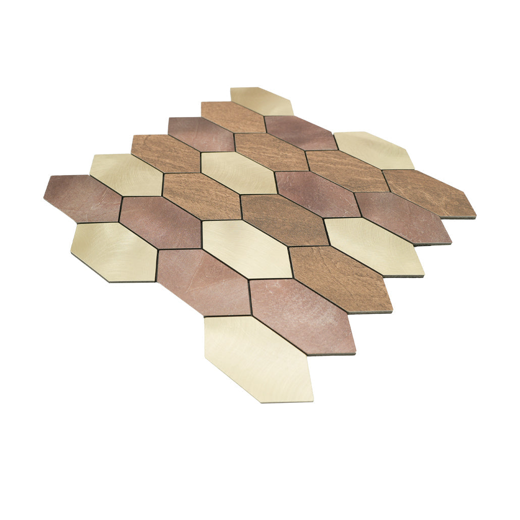 Panneau Mosaïque Autocollant | Picket Champagne | 30×30 cm | Métal