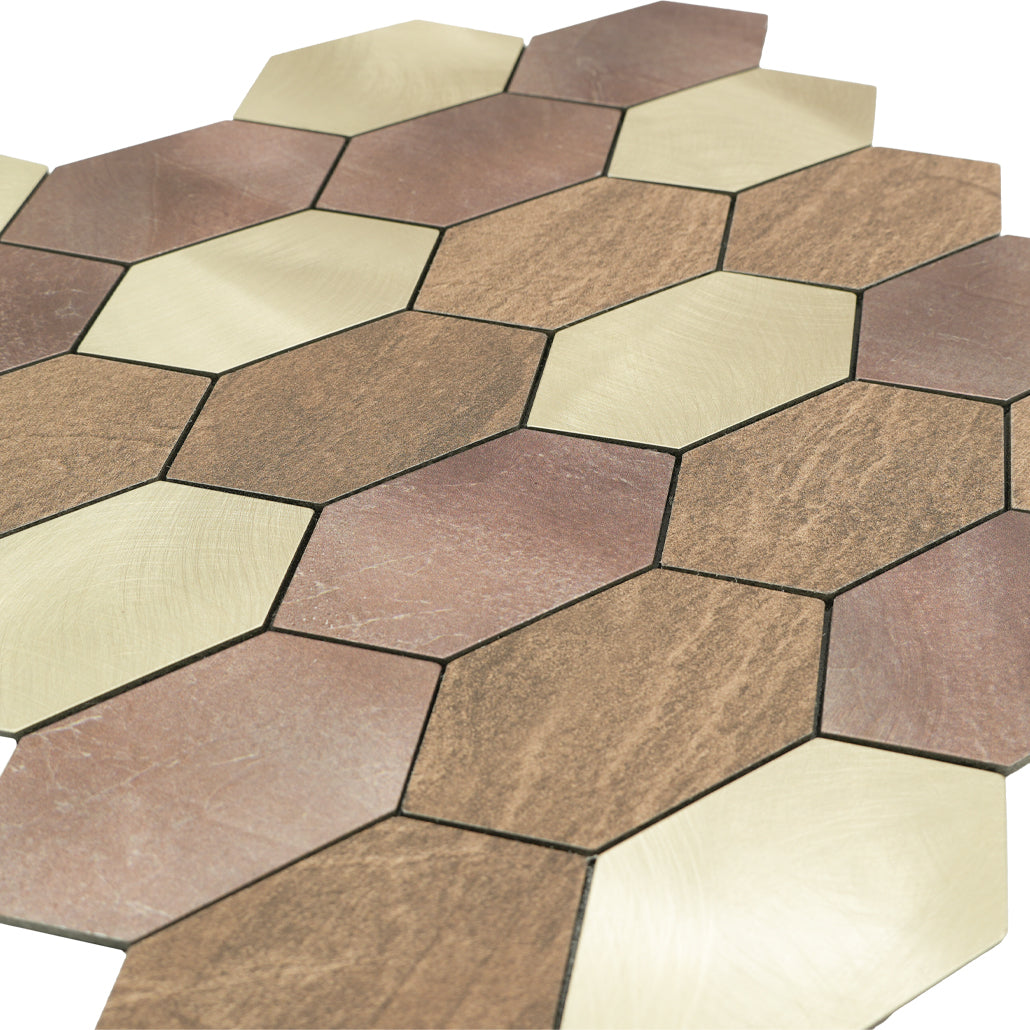Panneau Mosaïque Autocollant | Picket Champagne | 30×30 cm | Métal