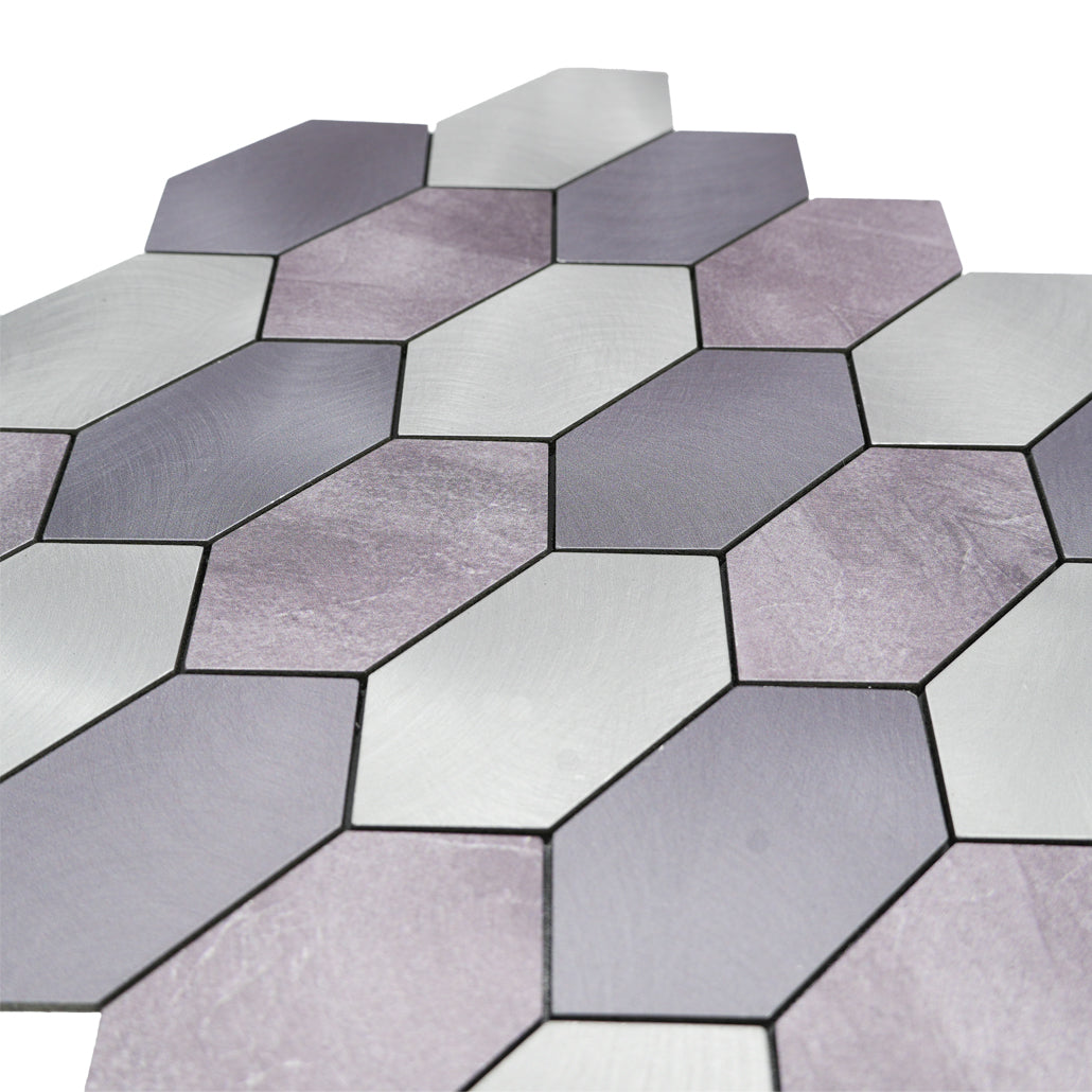 Panneau Mosaïque Autocollant | Picket Mauve | 30×30 cm | Métal