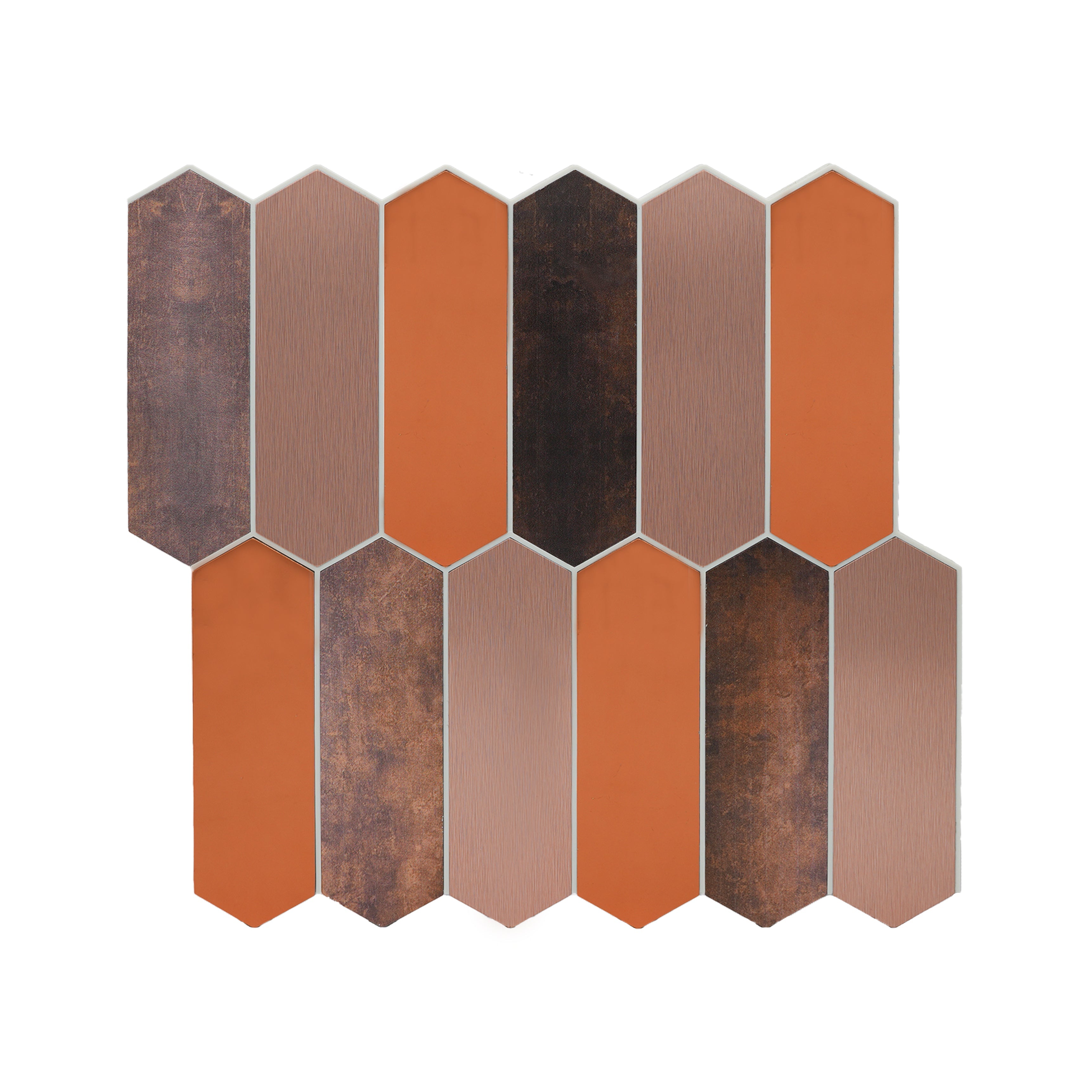 Panneau Mosaïque Autocollant | Picket Brun | 28,2×27,3 cm | Métal