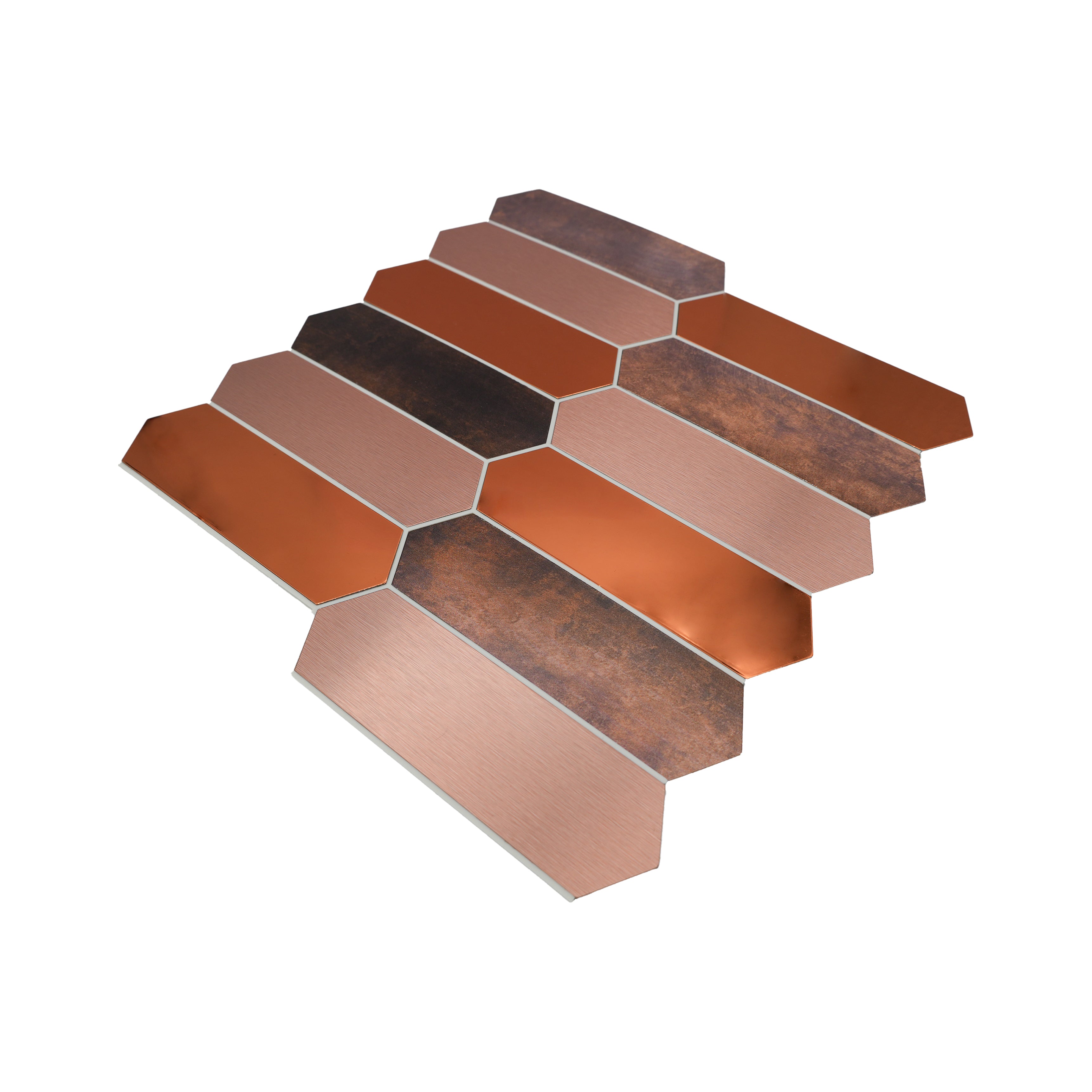 Panneau Mosaïque Autocollant | Picket Brun | 28,2×27,3 cm | Métal