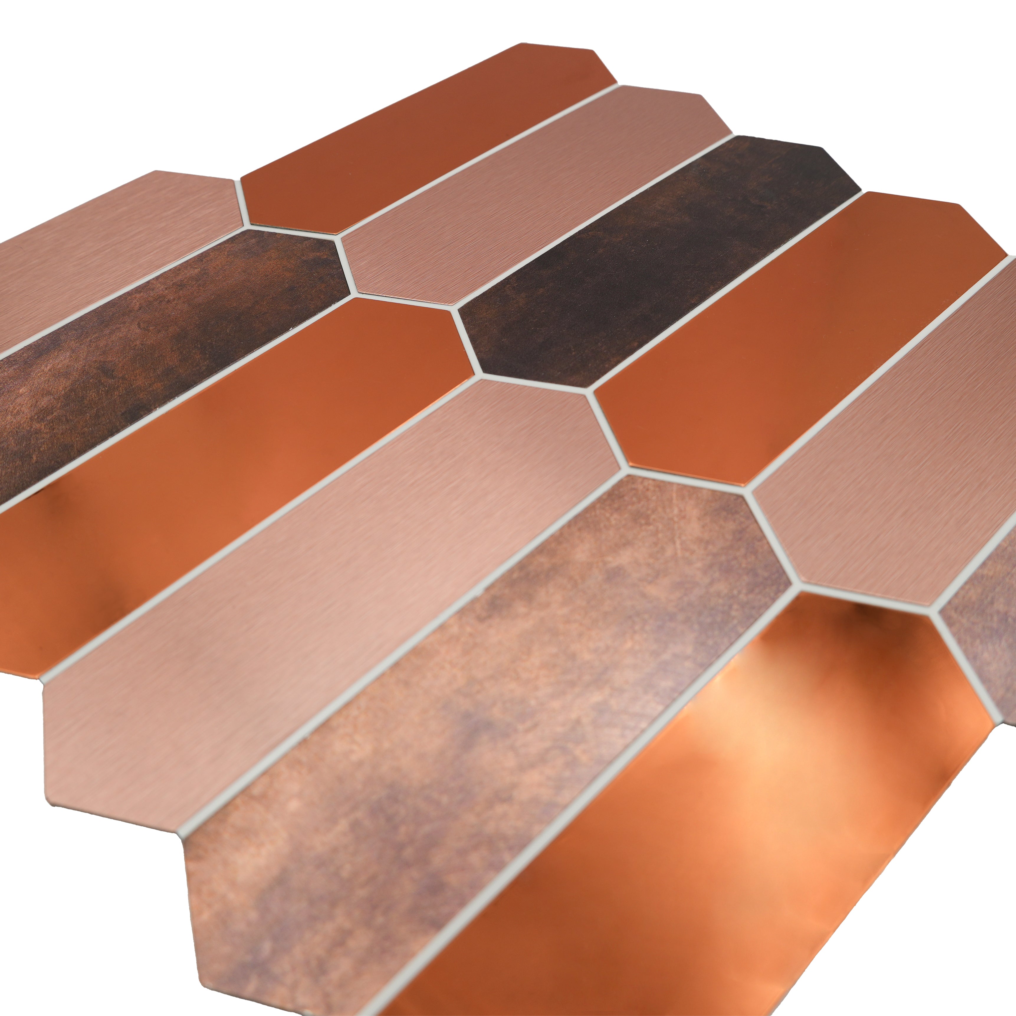Panneau Mosaïque Autocollant | Picket Brun | 28,2×27,3 cm | Métal