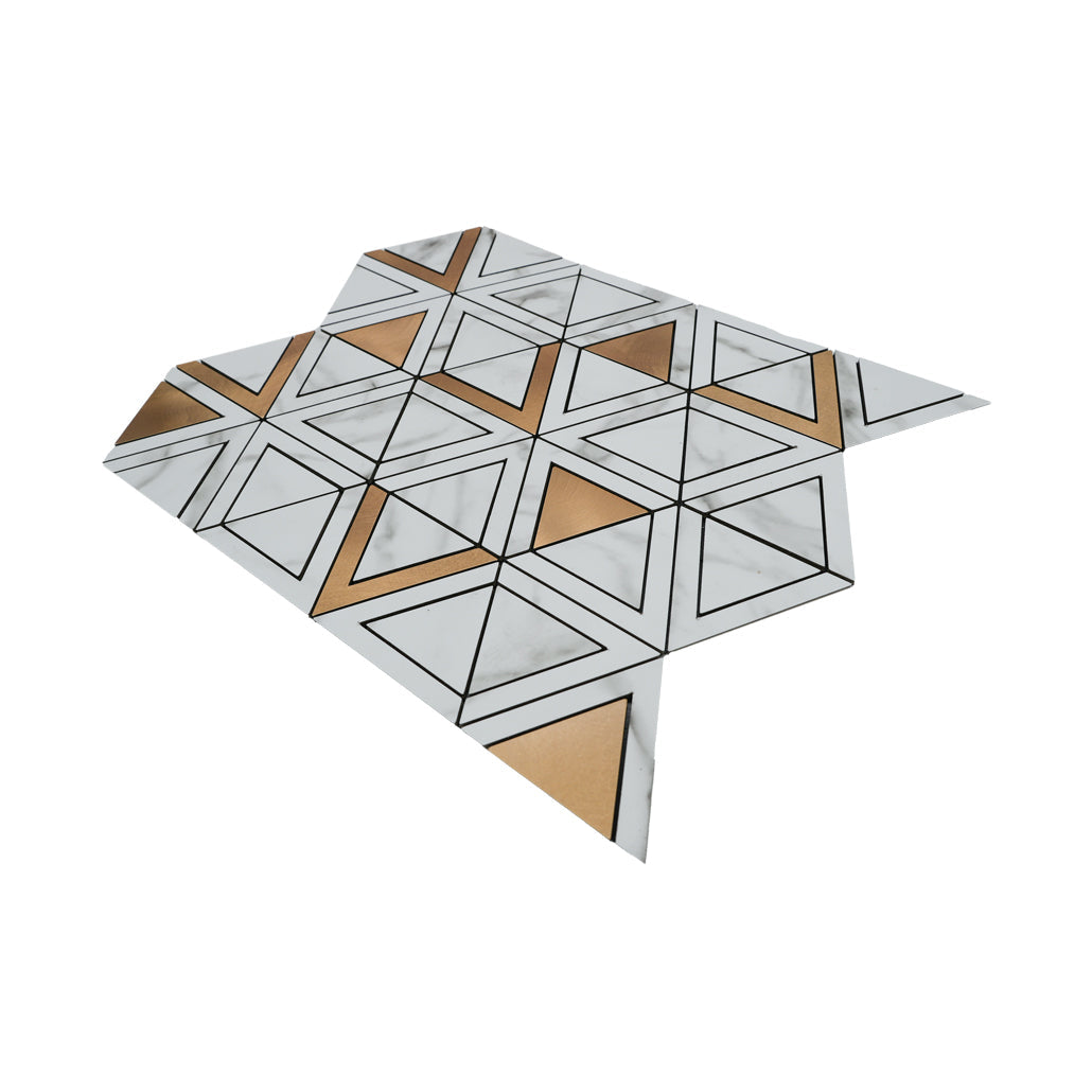 Panneau Mosaïque Autocollant | Triangle Or | 28,7×33,1 cm | Métal