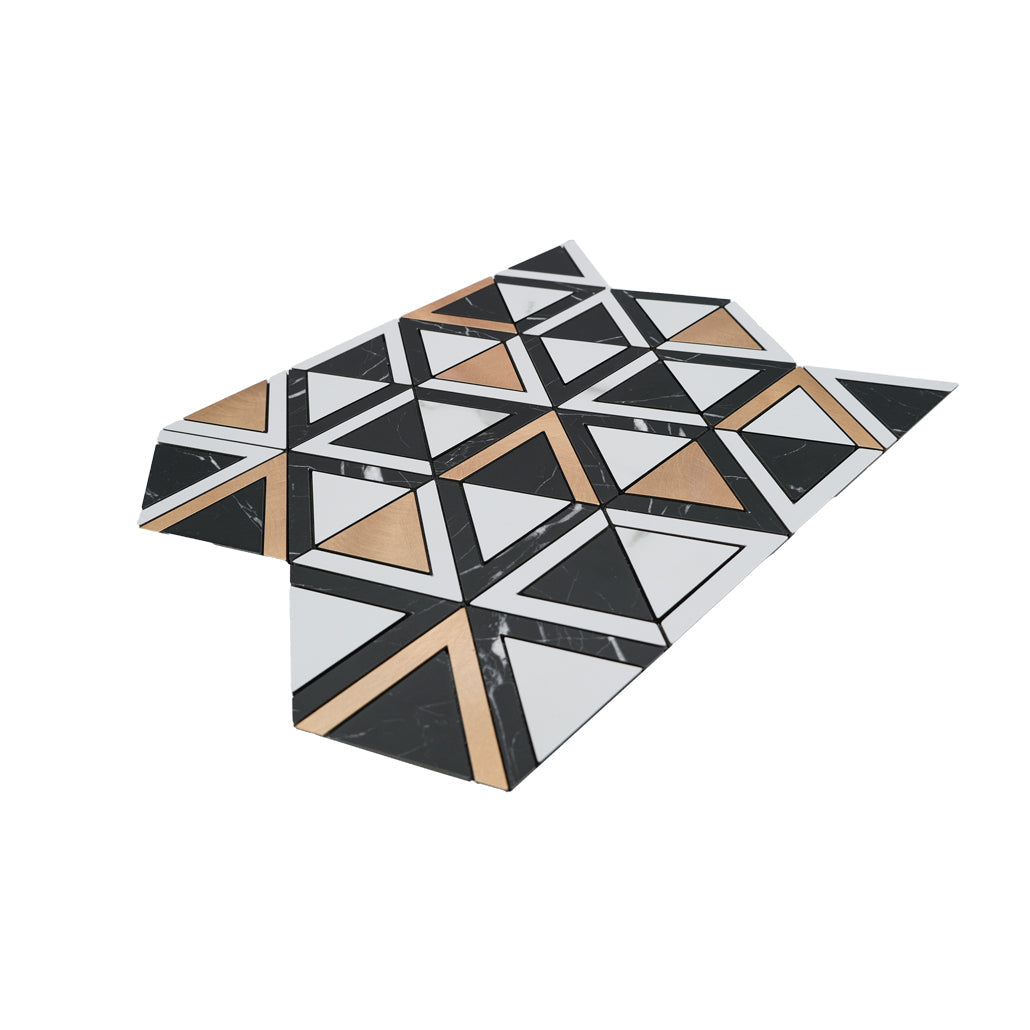 Panneau Mosaïque Autocollant | Triangle Noir | 28,7×33,1 cm | Métal