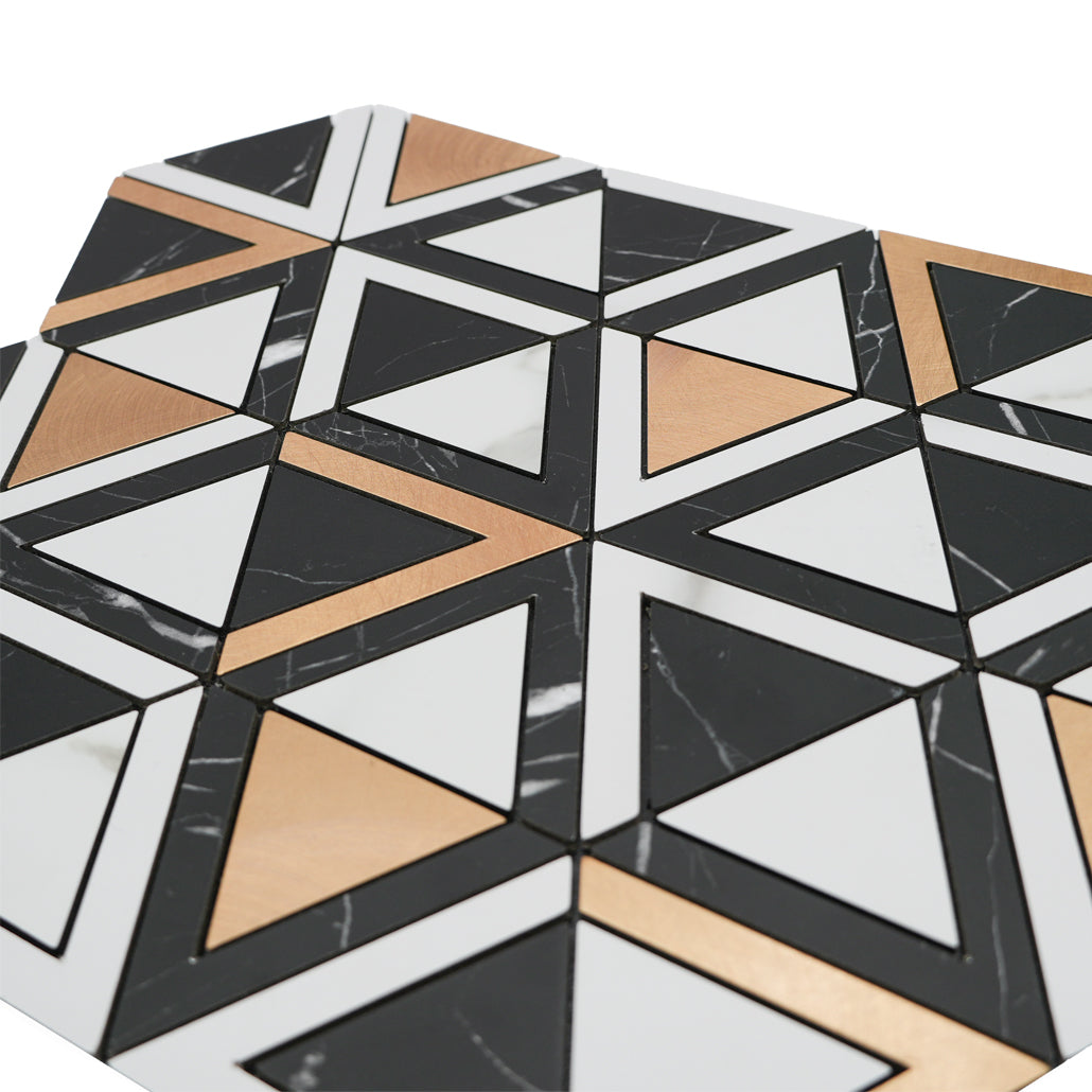 Panneau Mosaïque Autocollant | Triangle Noir | 28,7×33,1 cm | Métal