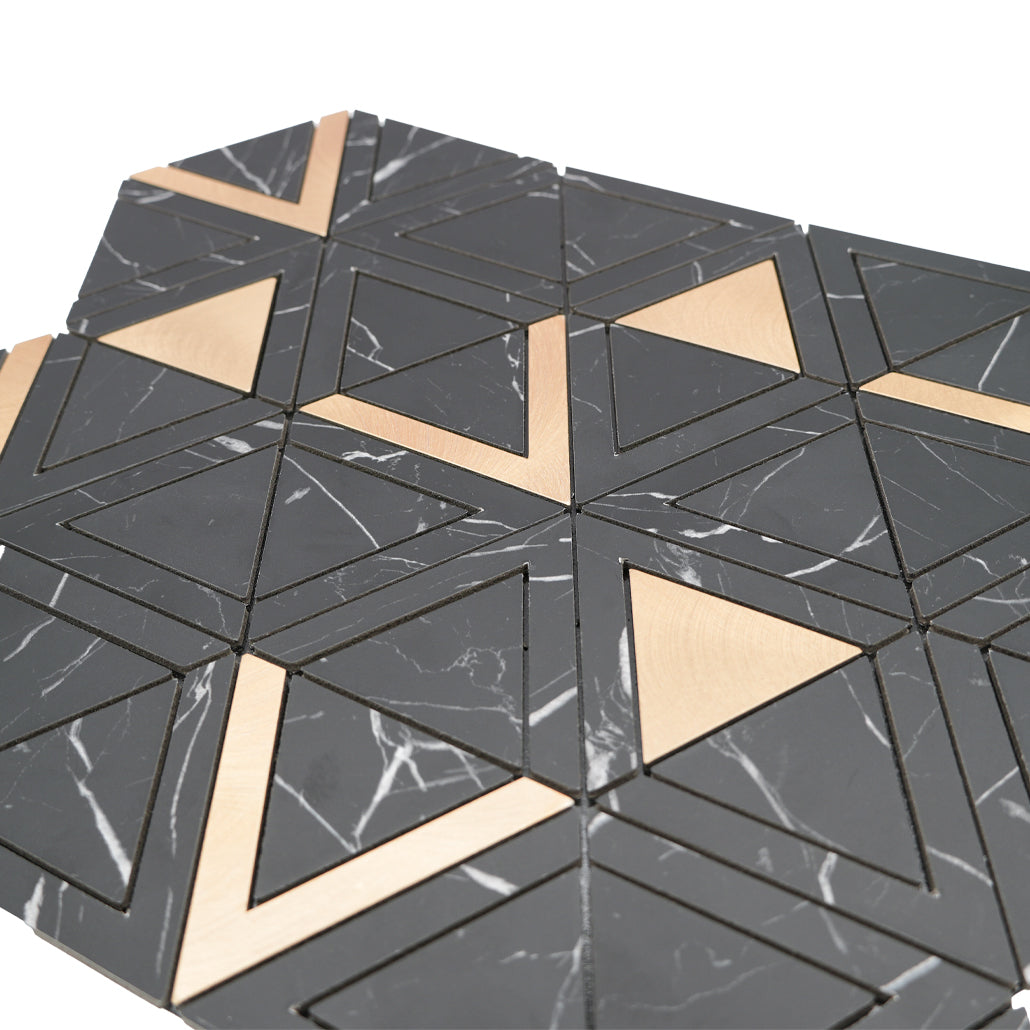 Panneau Mosaïque Autocollant | Triangle Noir | 28,7×33,1 cm | Métal
