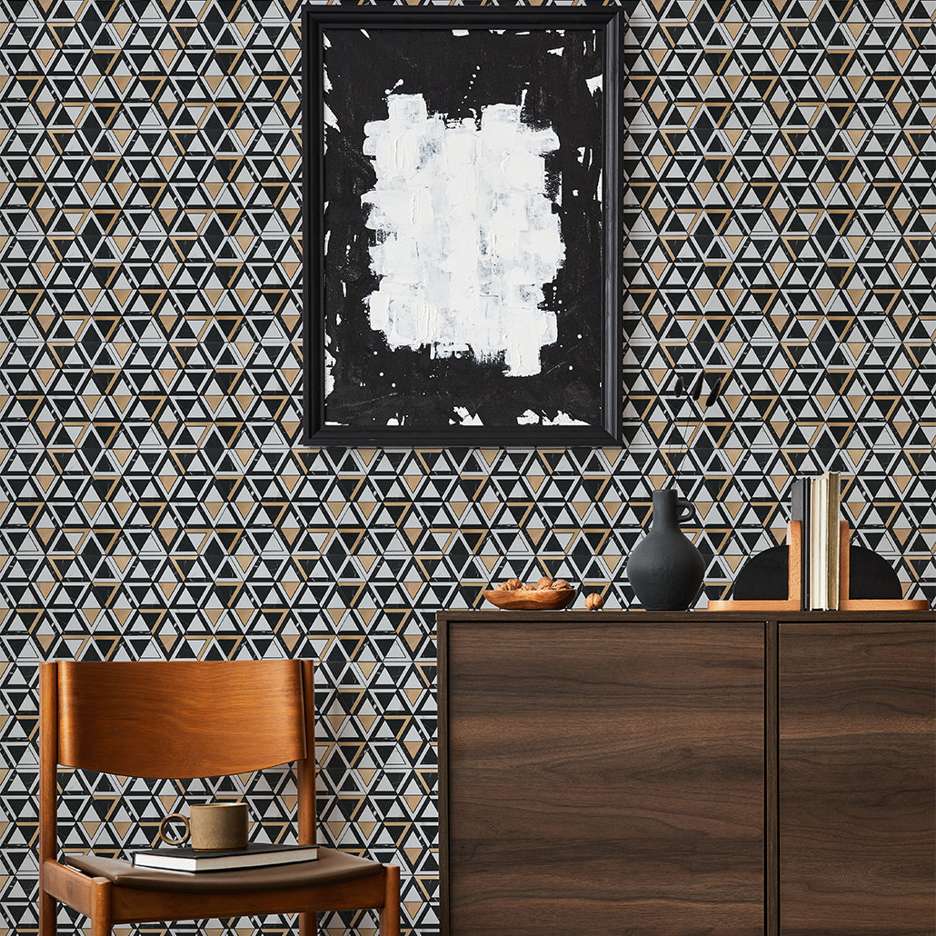 Panneau Mosaïque Autocollant | Triangle Noir | 28,7×33,1 cm | Métal