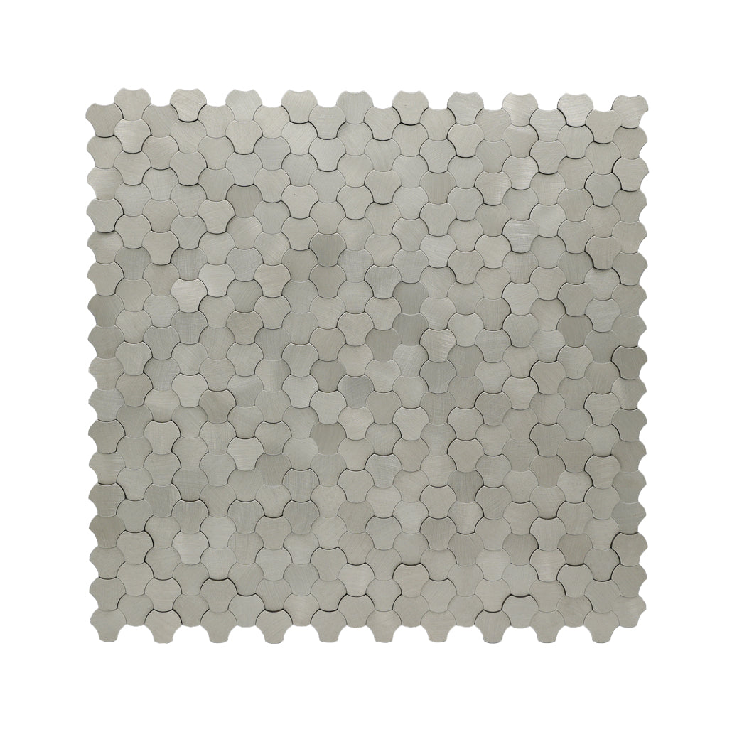 Panneau Mosaïque Autocollant | Trilobé 3D Argent | 30,5×29,6 cm | Métal