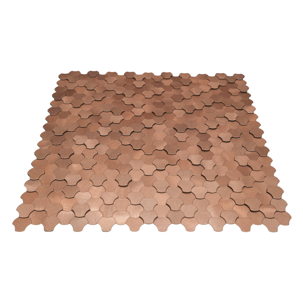 Panneau Mosaïque Autocollant | Trilobé 3D Cuivre | 30,5×29,6 cm | Métal