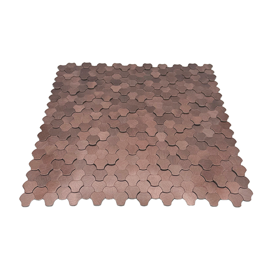 Panneau Mosaïque Autocollant | Trilobé 3D Cuivre | 30,5×29,6 cm | Métal