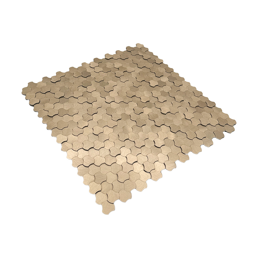 Panneau Mosaïque Autocollant | Trilobé 3D Champagne | 30,5×29,6 cm | Métal