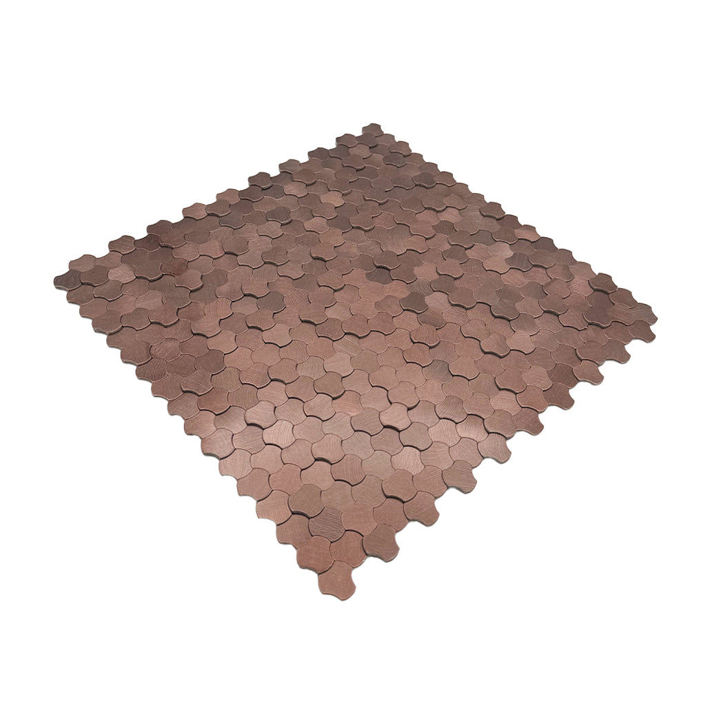 Panneau Mosaïque Autocollant | Trilobé 3D Cuivre | 30,5×29,6 cm | Métal
