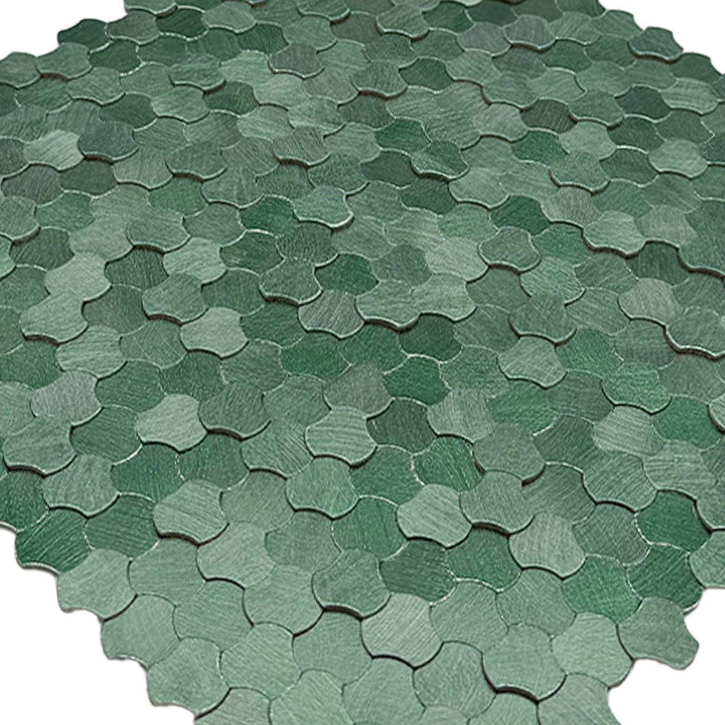 Panneau Mosaïque Autocollant | Trilobé 3D Vert foncé | 30,5×29,6 cm | Métal