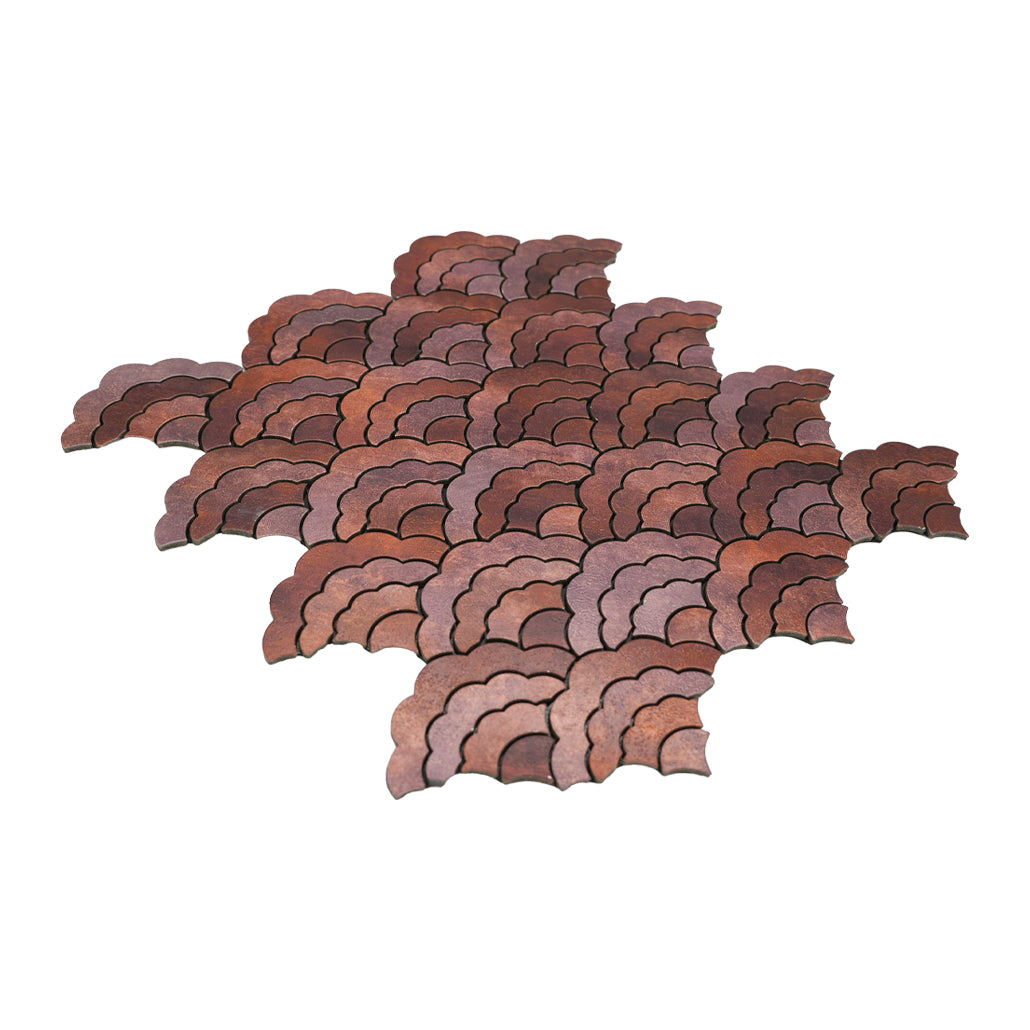 Panneau Mosaïque Autocollant | Éventail Cuivre | 26,8×28,1 cm | Métal