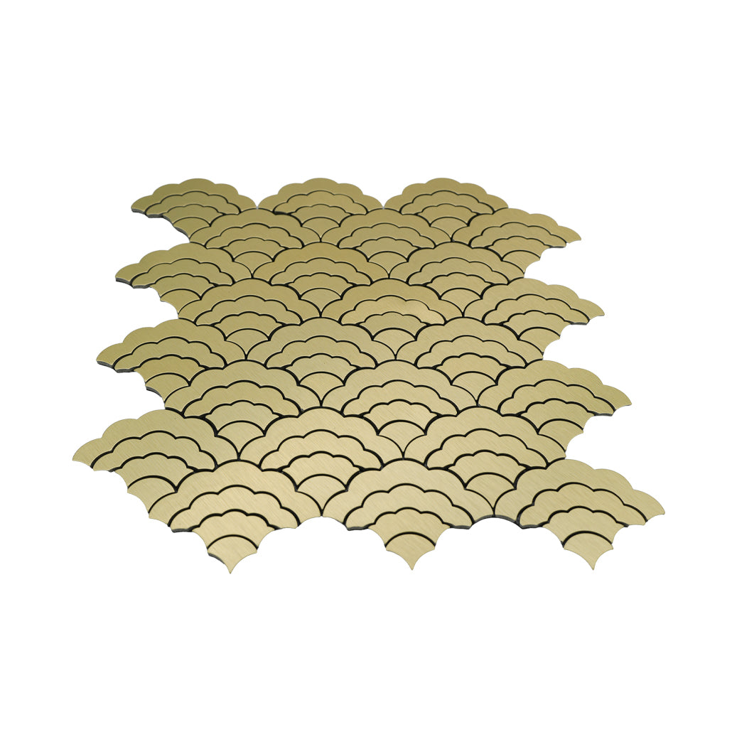 Panneau Mosaïque Autocollant | Éventail Or | 26,8×28,1 cm | Métal