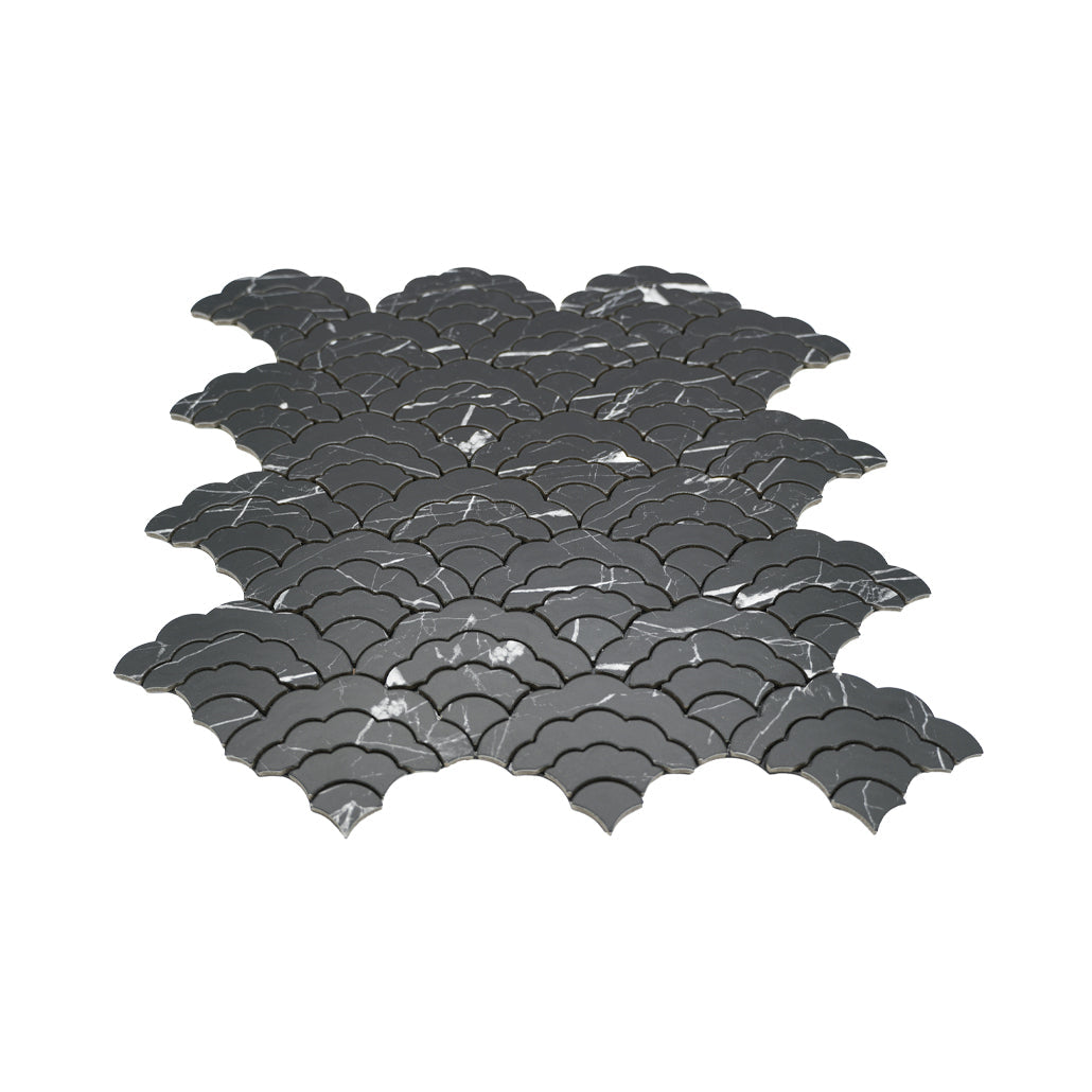 Panneau Mosaïque Autocollant | Éventail Noir | 26,8×28,1 cm | Métal