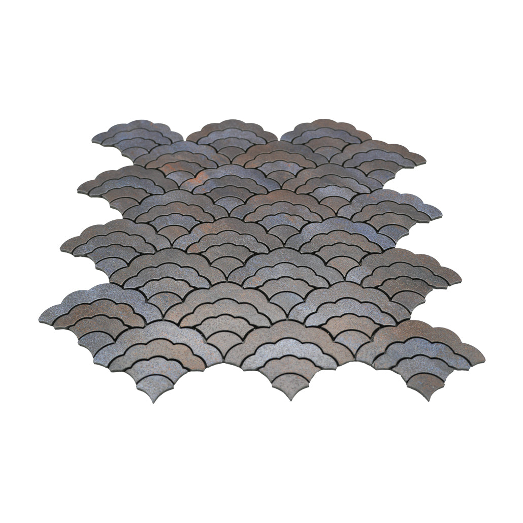 Panneau Mosaïque Autocollant | Éventail Anthracite | 26,8×28,1 cm | Métal