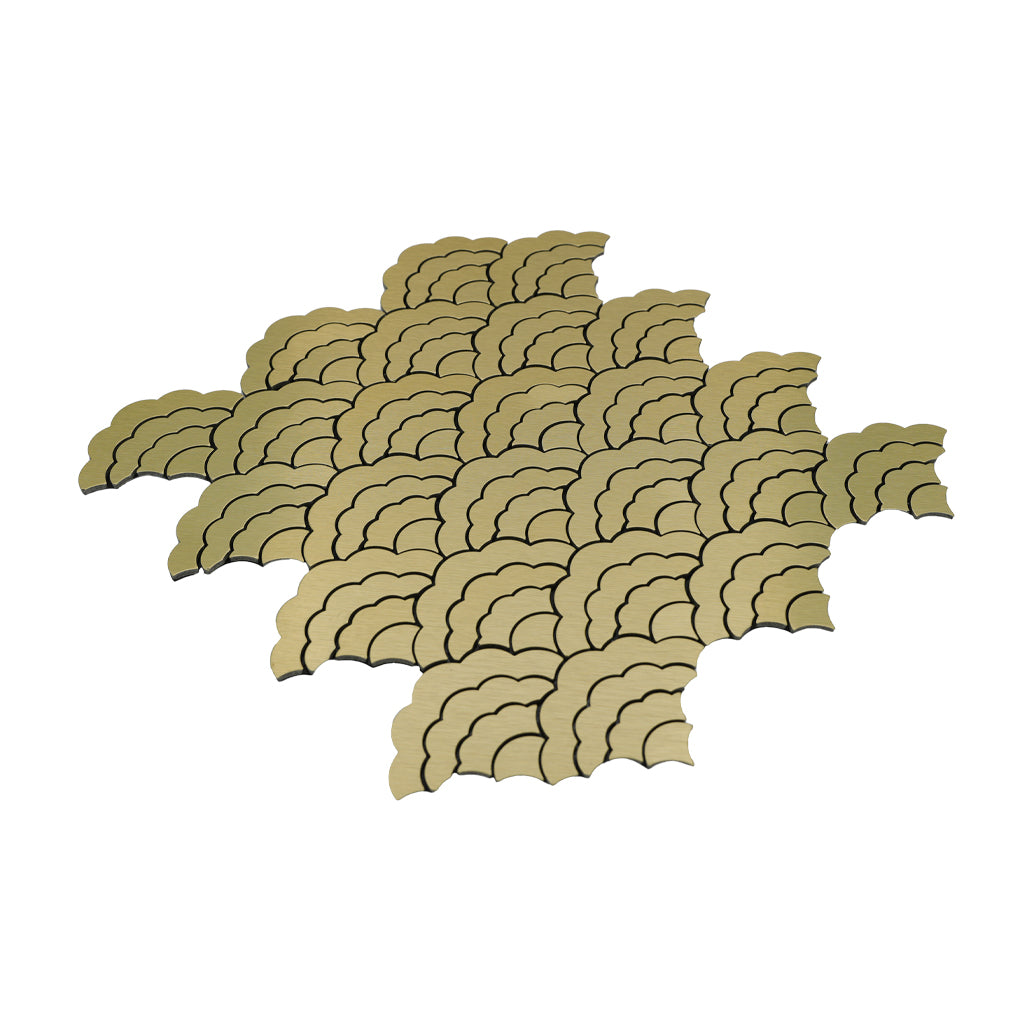 Panneau Mosaïque Autocollant | Éventail Or | 26,8×28,1 cm | Métal