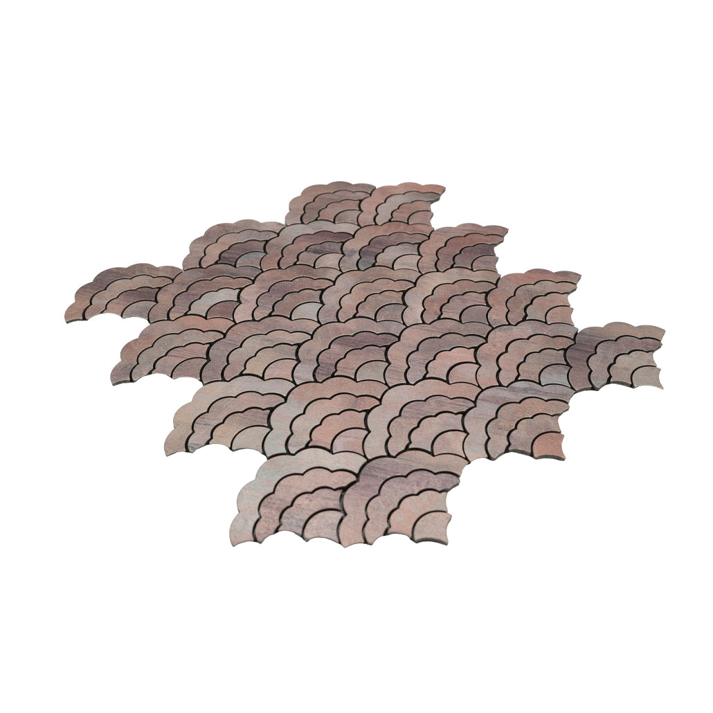Panneau Mosaïque Autocollant | Éventail Mauve | 26,8×28,1 cm | Métal