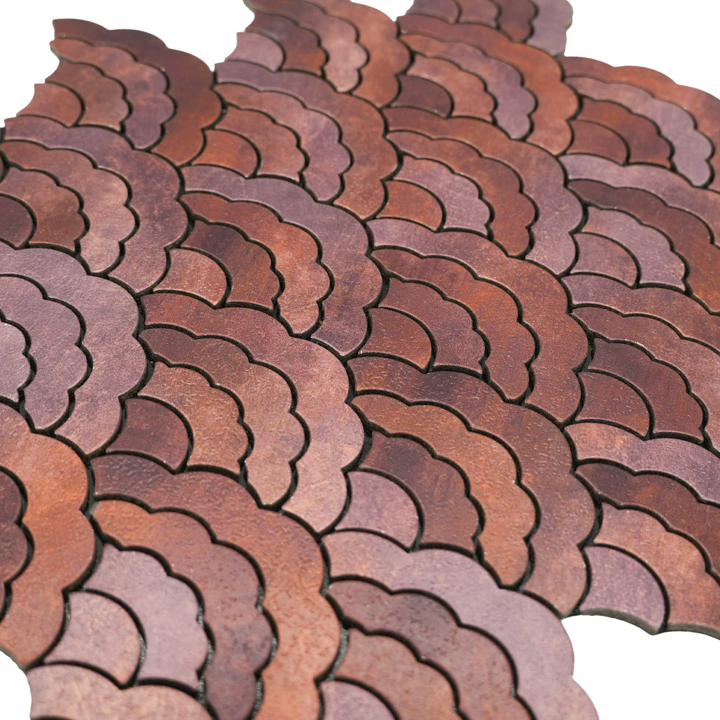 Panneau Mosaïque Autocollant | Éventail Cuivre | 26,8×28,1 cm | Métal