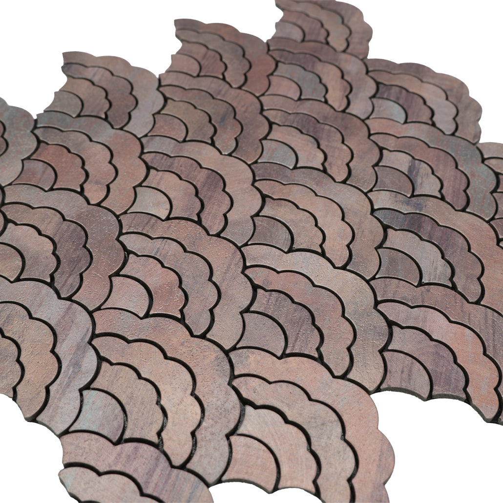 Panneau Mosaïque Autocollant | Éventail Mauve | 26,8×28,1 cm | Métal