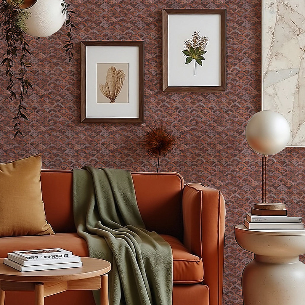 Panneau Mosaïque Autocollant | Éventail Cuivre | 26,8×28,1 cm | Métal