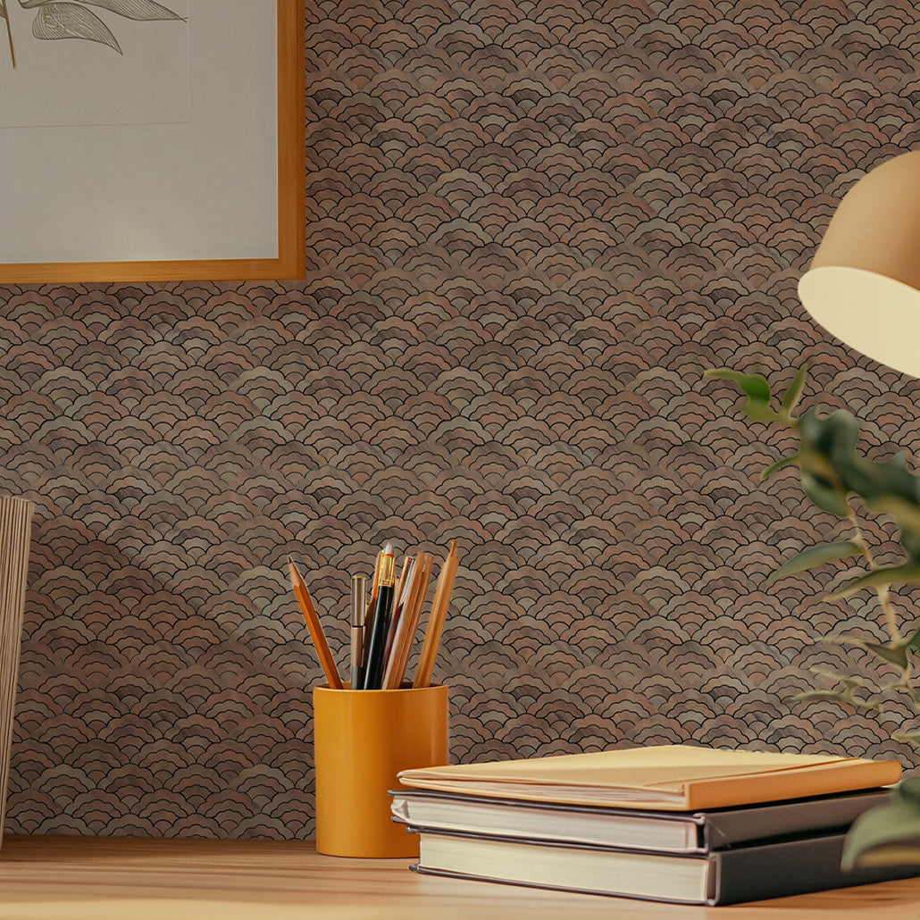 Panneau Mosaïque Autocollant | Éventail Mauve | 26,8×28,1 cm | Métal