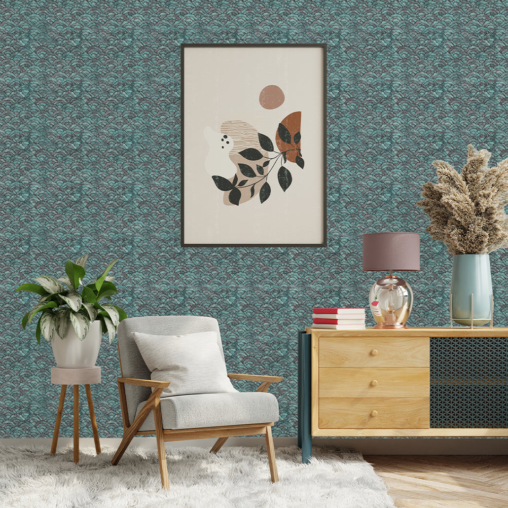 Panneau Mosaïque Autocollant | Éventail Cuivre patiné | 26,8×28,1 cm | Métal
