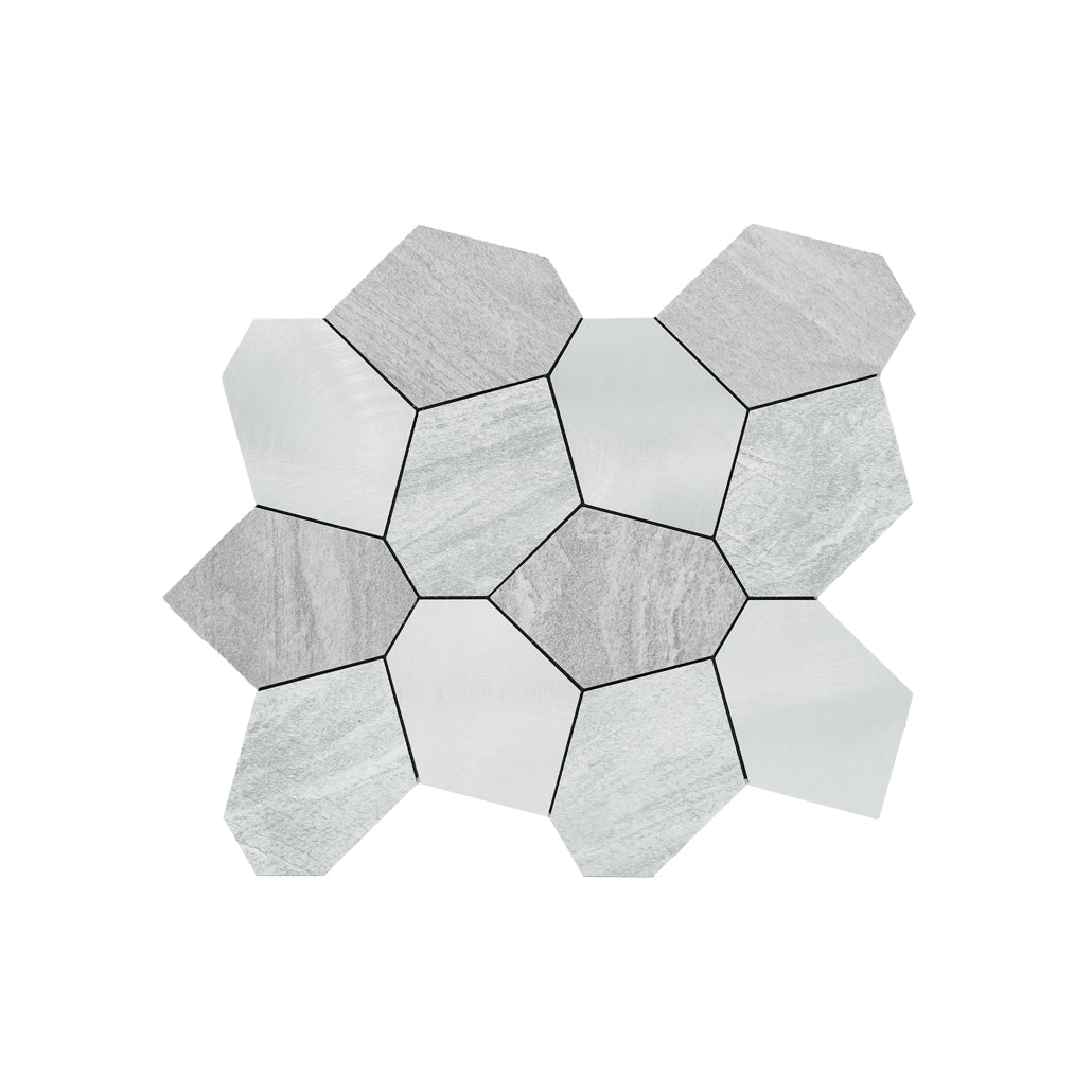 Crédence adhésive | Polygone Argent | 30×26,2 cm