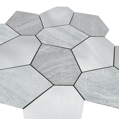 Crédence adhésive | Polygone Argent | 30×26,2 cm