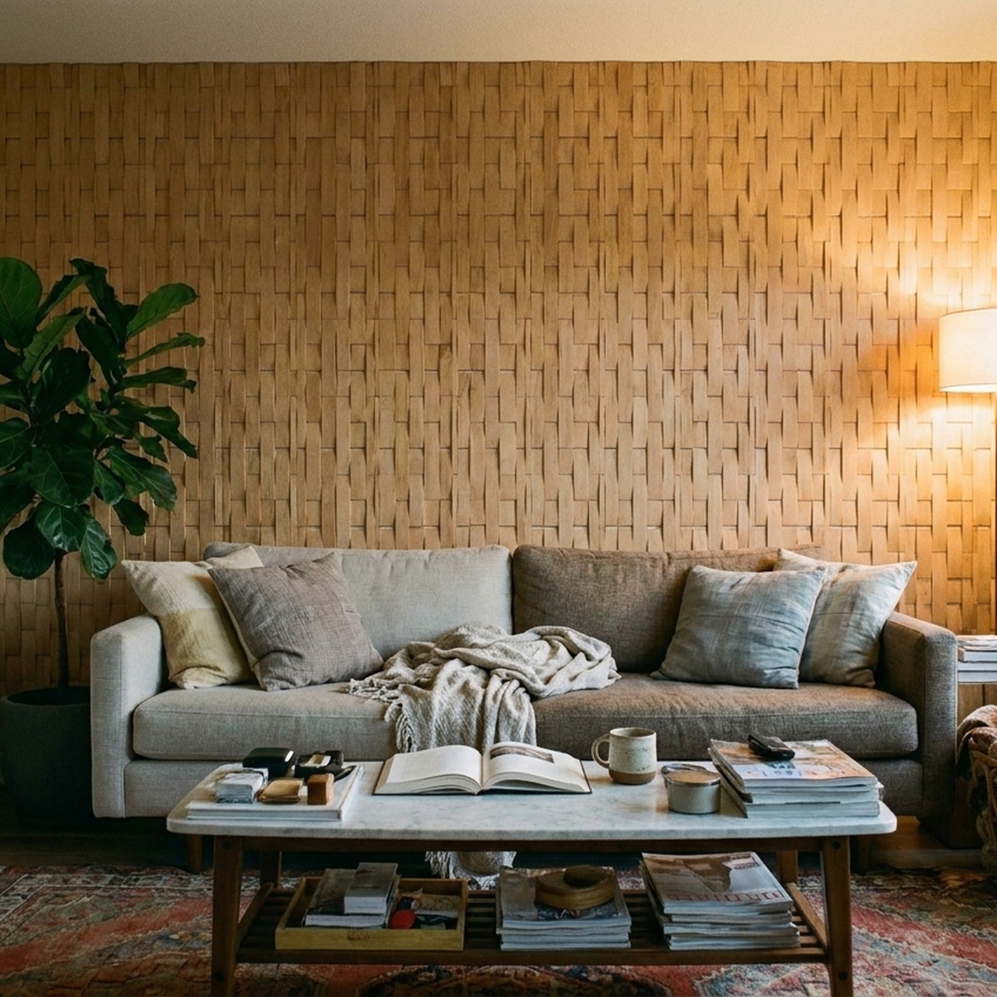 Panneau Bois Décoratif Mural | Chêne Clair | 30×30 cm
