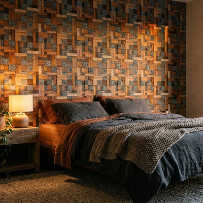 Panneau Bois Décoratif Mural | Lava Mix | 30×30 cm
