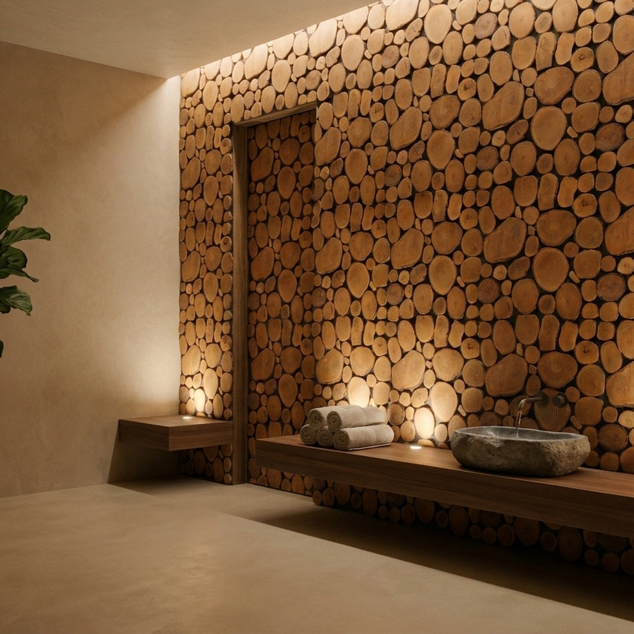 Panneau Bois Décoratif Mural | Litchi | 30×30 cm
